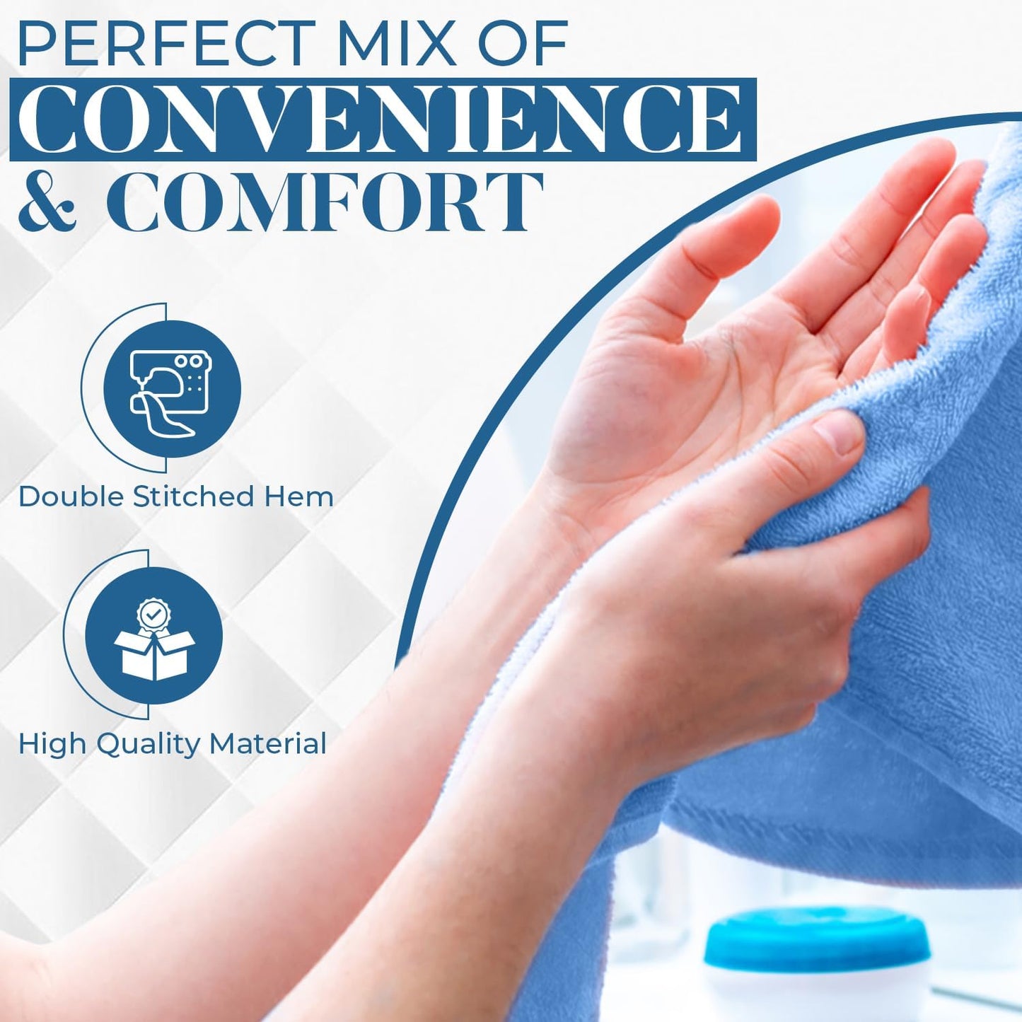 DAN RIVER 6-Pack Premium Hand Towels (16x28 Inches) - 100% Cotton, Ultra Soft, Lightweight, Highly Absorbent Towels for Bathroom, Spa, Gym, Salon, Hotel, and Travel - 550 GSM – M-Blue