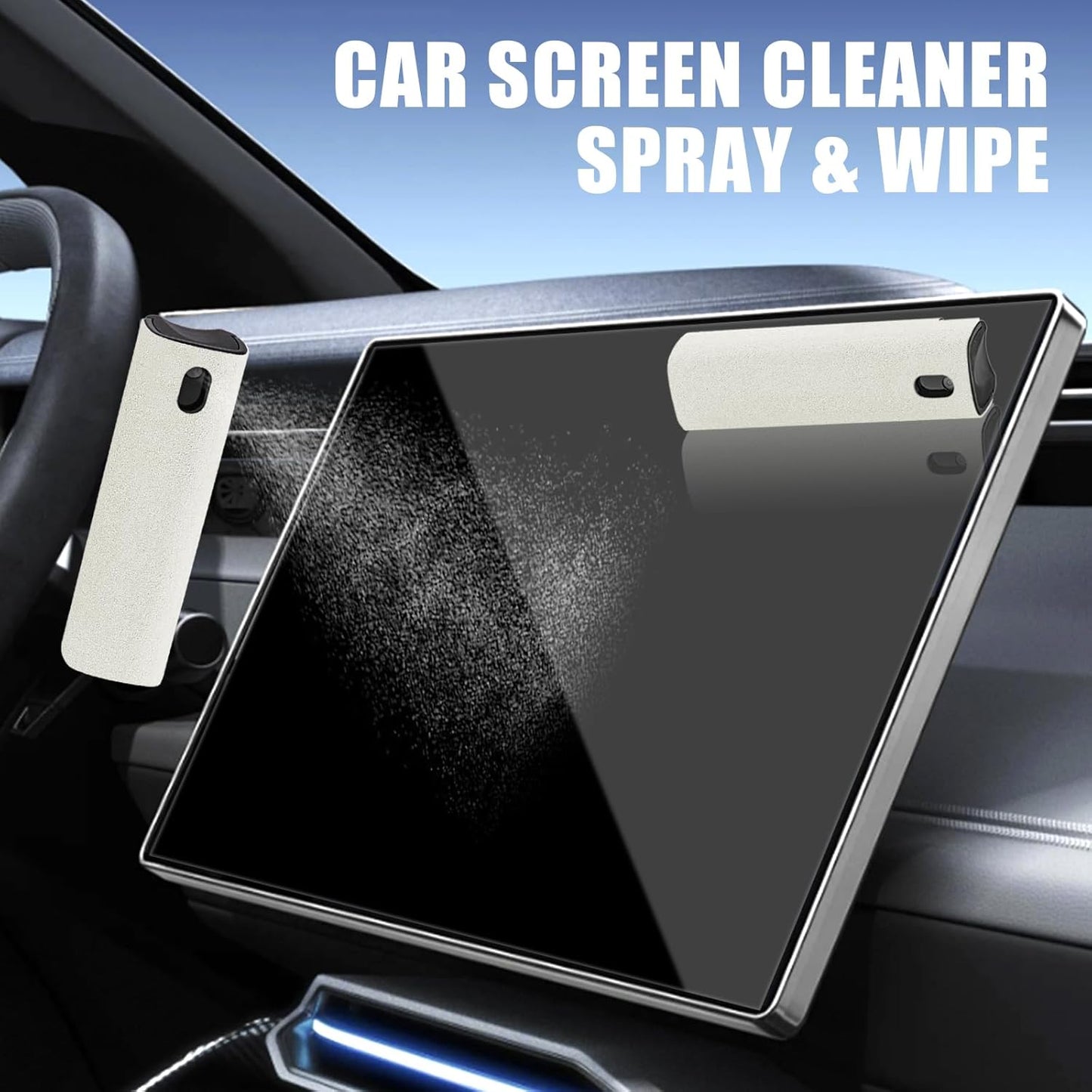 walrfid Laptop Screen Cleaner, Car Screen Cleaner Spray and Wipe, Phone Cleaning Kit for Electronic Computer, iPad, iPhone, MacBook, TV, Monitor, Tablet, Car Display, with Black Graffiti Case - Cream