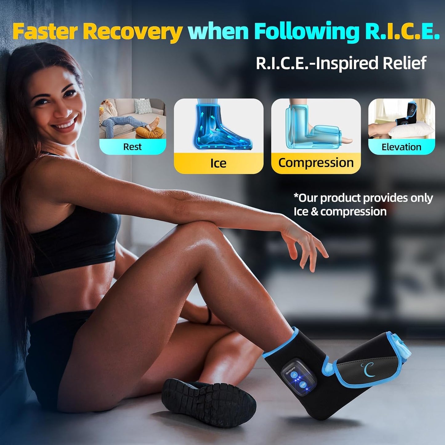 Comfytemp Auto Compression Ankle Foot Ice Pack Wrap, FSA Eligible HSA, Reusable Gel Hot Cold Therapy Brace for Plantar Fasciitis Relief, Achilles Tendonitis, Swelling, Heel Spur, Sprain, Get Well Gift