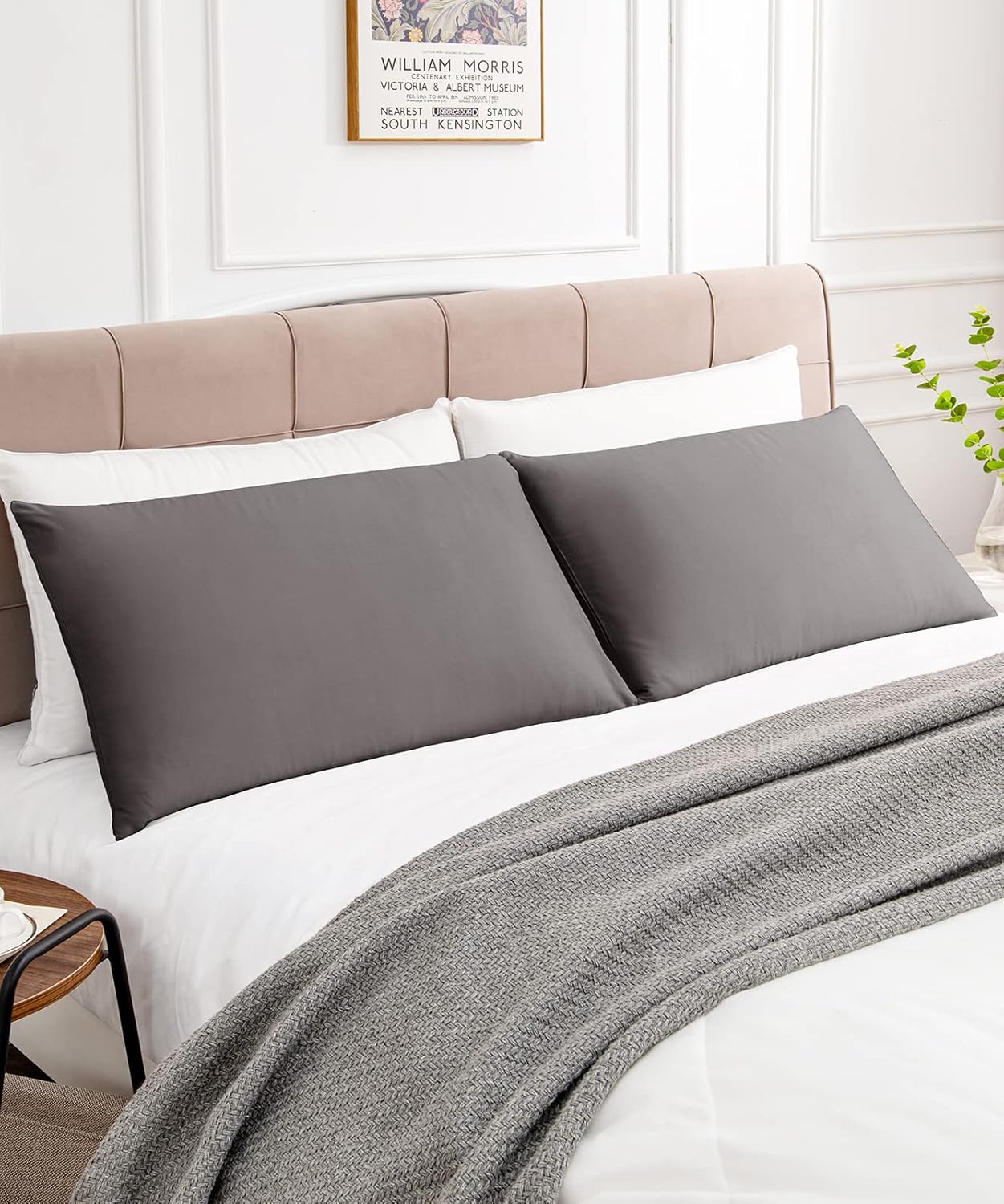 Warmstar Cotton Pillow Cases Standard Size Set of 2, 600 Thread Count Pillowcases 20x26 Inches, Soft Long Staple Cotton Pillowcases Breathable with Envelope Closure,Dark Grey