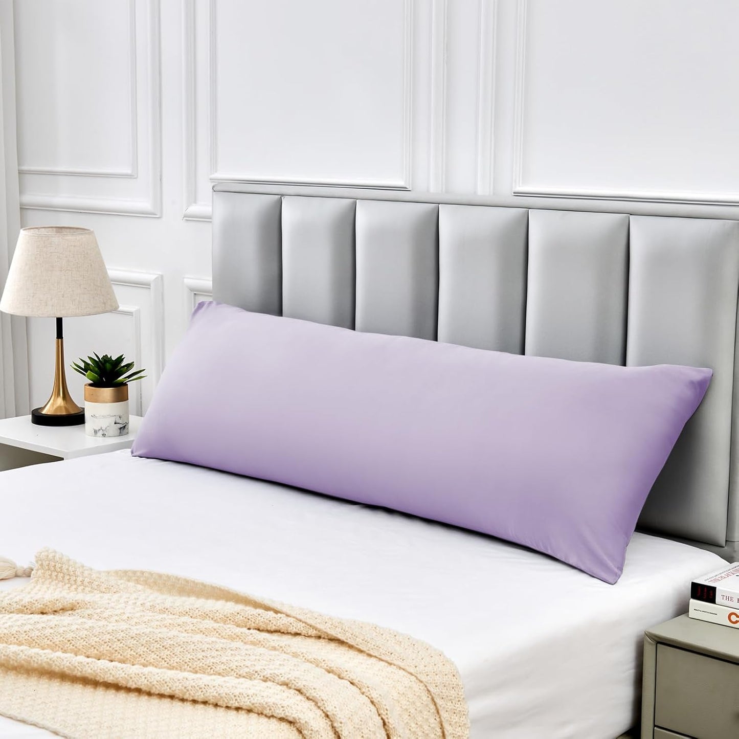 Warmstar Cotton Body Pillow Cover 1 Pack, 600 Thread Count Body Pillow case 20"x54", Long Body Pillow Case Cover Soft Breathable with Envelope Closure,Lavender