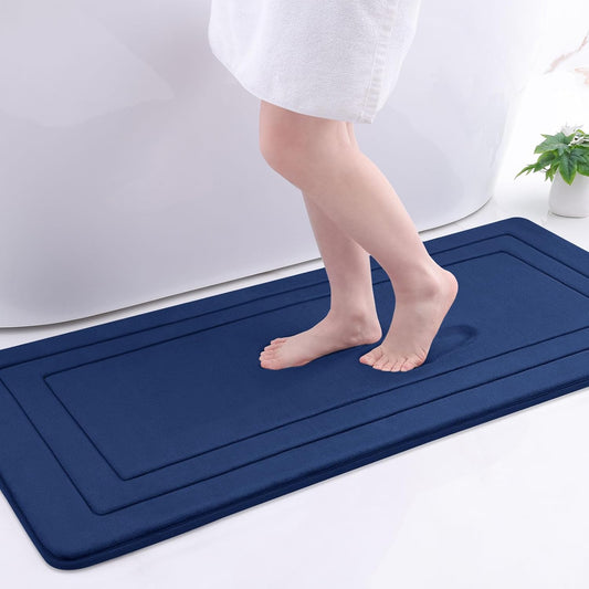Arotive Memory Foam Bathroom Rug Mat 47x20, Ultra Soft and Absorbent Bath Mat, Machine Wash Dry, Comfortable Bath Rug Carpet for Bathroom Floor, Tub and Shower, Navy