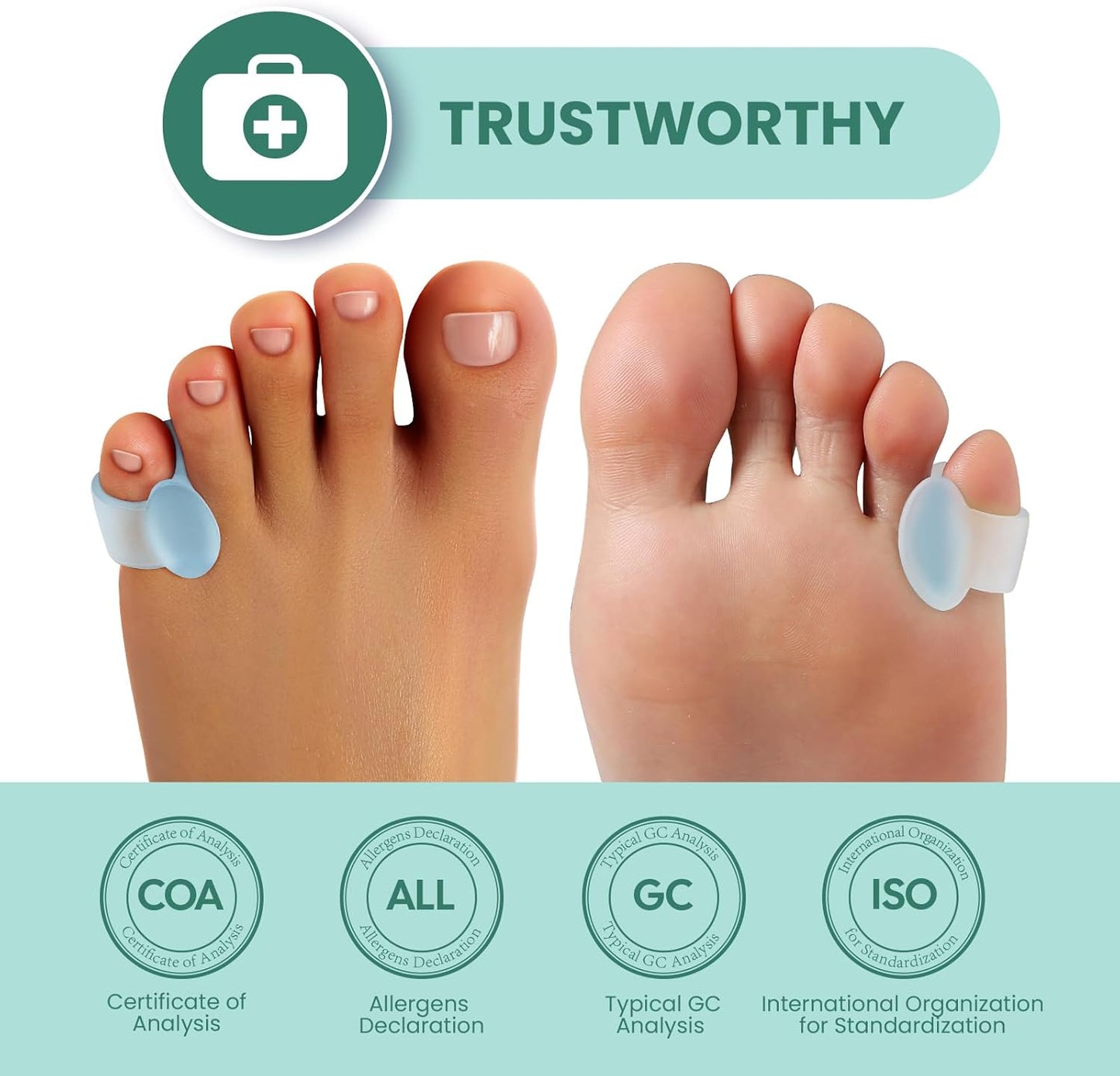 Welnove Pinky Toe Separator,Toe Spacer, Bunion Corrector for Women,Preventing Rubbing & Relieve Pressure, 12PCS, Blue