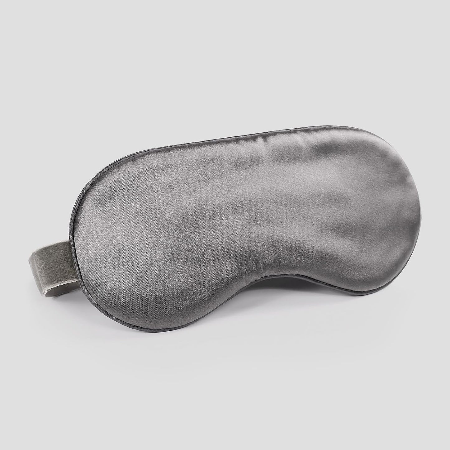 Luxury Silk Sleep Mask with 22mm Mulberry Silk, Velvet Elastic Band, Heat Therapy Pocket, and Travel Pouch, Grey Color