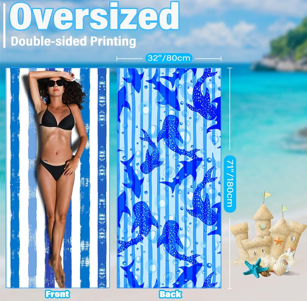 Lightweight Thin Microfiber Beach Towel Sand Free Quick Dry Absorbent Compact Soft Pool Swim Travel Towels Extra Large Oversized Beach Accessories Gifts for Adult