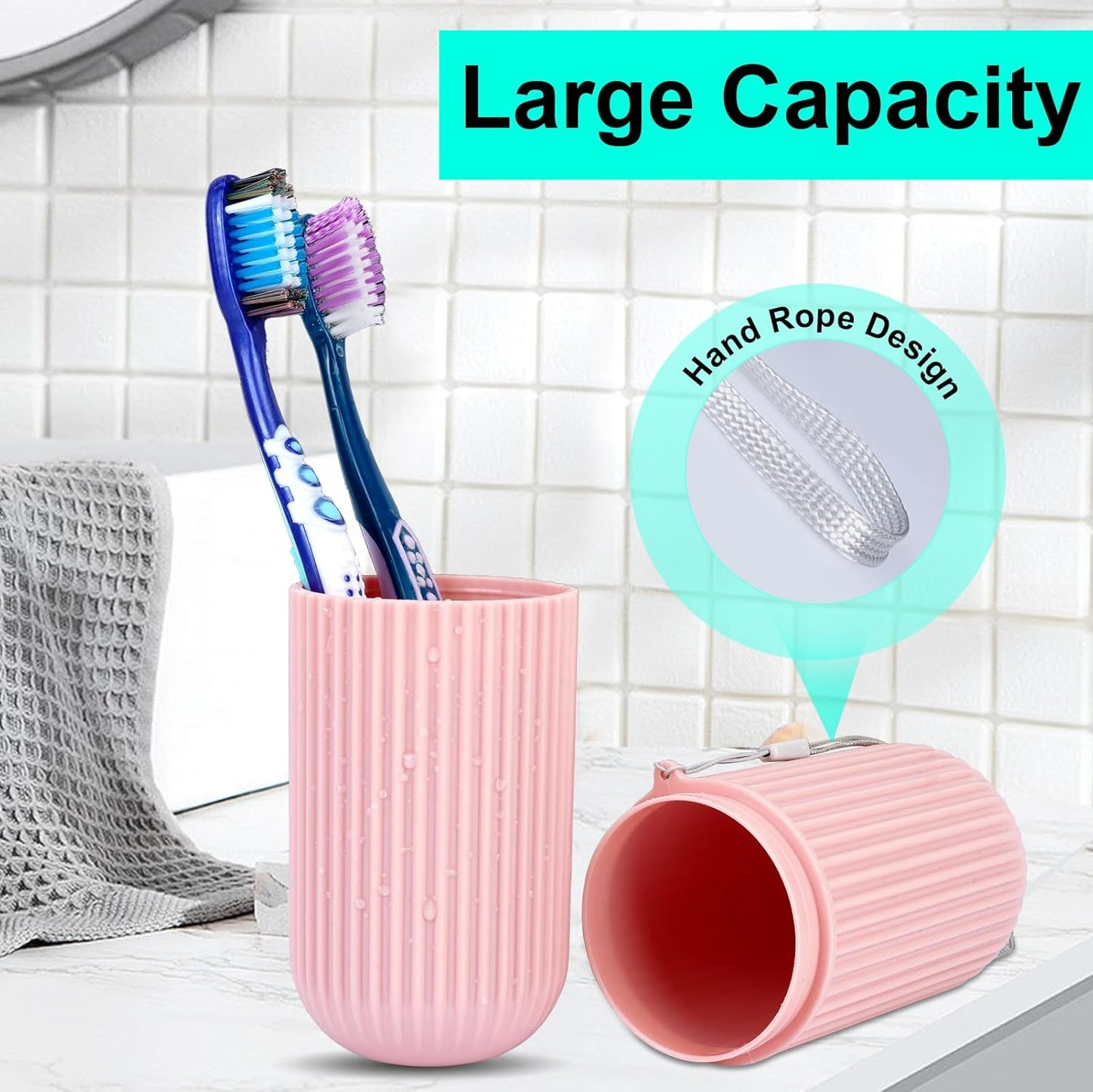 UCEC Travel Toothbrush Case, Toothbrush Holder Travel, Toothbrush Case for Traveling, Camping, Home, School, Business, Bathroom, 2 Pack (Green, Pink)