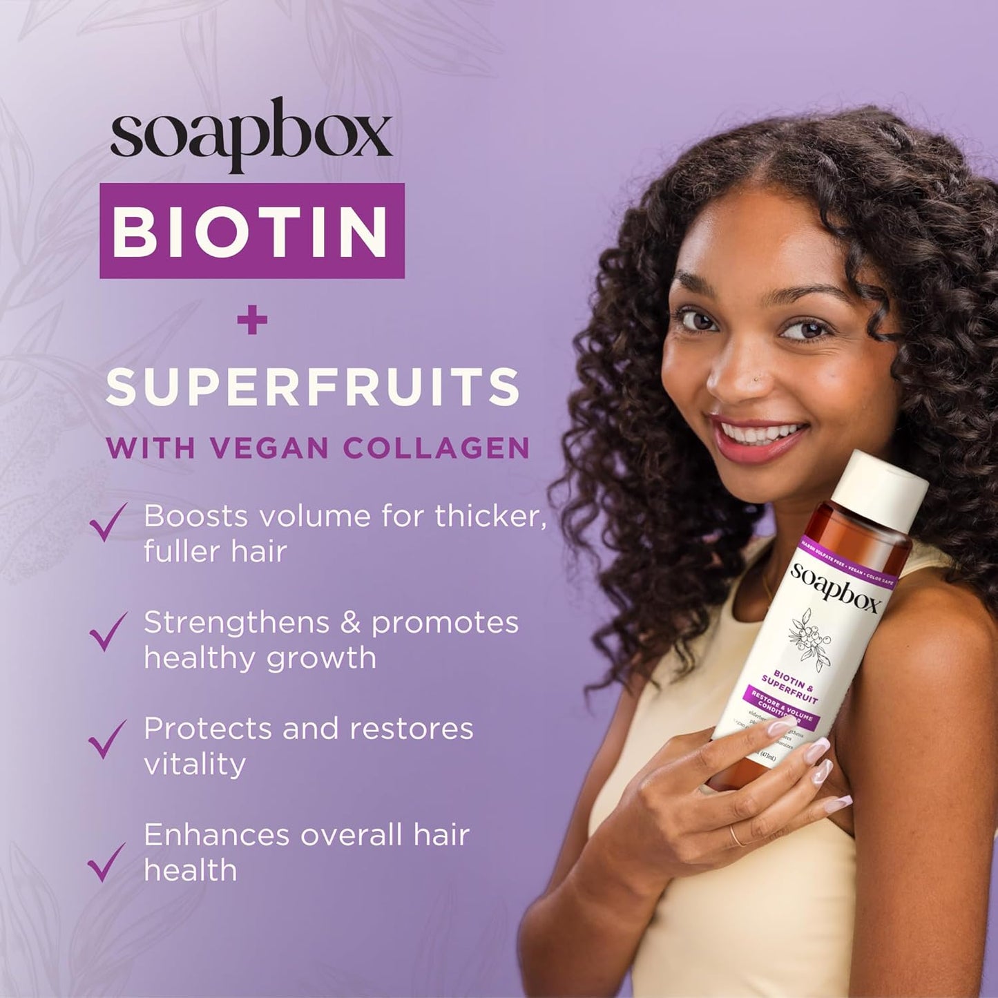 Soapbox Biotin & Superfruit Shampoo & Conditioner Set with Vegan Collagen, Aloe and Shea Butter, Pack of 2 Harsh Sulfate Free, Paraben & Silicone Free, 16 Ounces Each