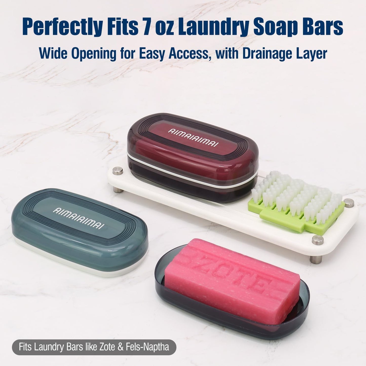 Shampoo Bar Holder Travel Case for Two Bars – Compatible with Kitsch Solid Shampoo & Conditioner Bars, Large Soap Container for Bathroom or Travel (Blue Style A-Large)