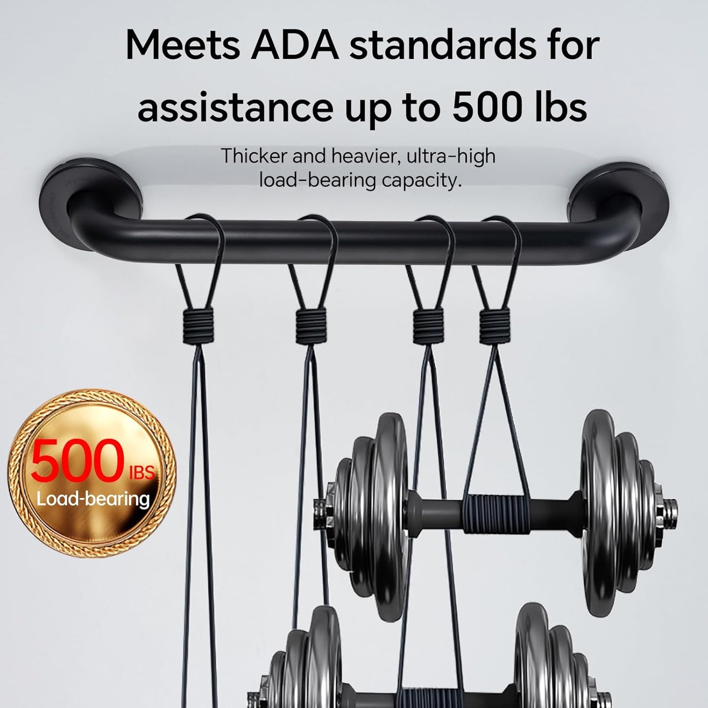 Joyrain 16-inch Bathroom Safety Grab Bar - 500lb Weight Capacity ADA Certified Anti-Slip Handle for Shower/Tub/Toilet, Elderly & Disabled Assist (Matte Black, 24 inch)