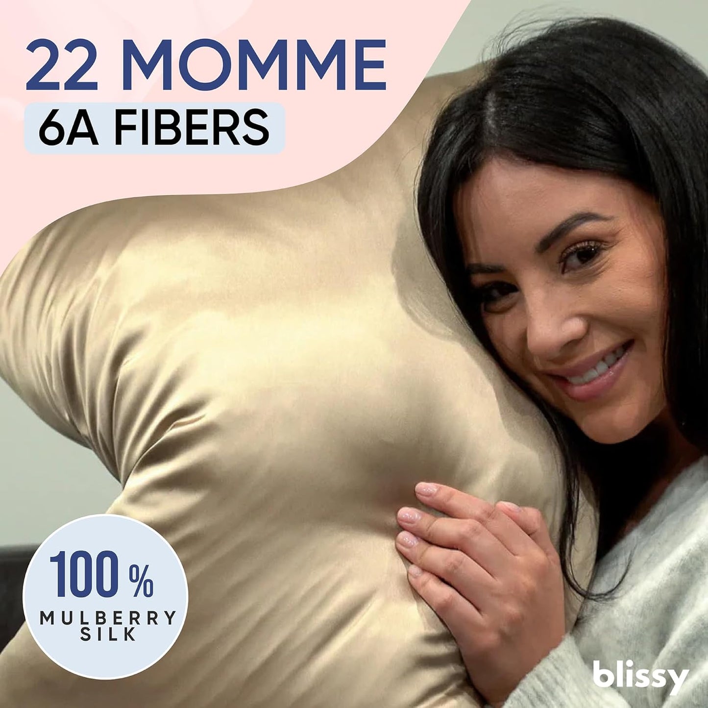 Blissy Silk Pillowcase - 100% Pure Mulberry Silk - 22 Momme 6A High-Grade Fibers - Silk Pillow Cover for Hair & Skin - Regular, Queen & King (Taupe, Queen)