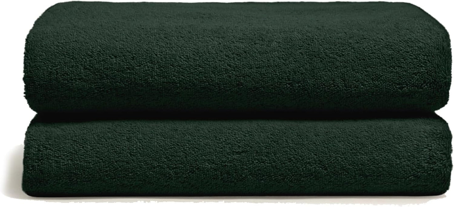 Italic Ultraplush 100% Australian Cotton Towels - Set of 2 Luxury Bath Towels, Quick Dry Plush and Absorbent, Heavy Duty Large Bath Towels, 800GSM for Bathroom & Spa (Deep Forest)