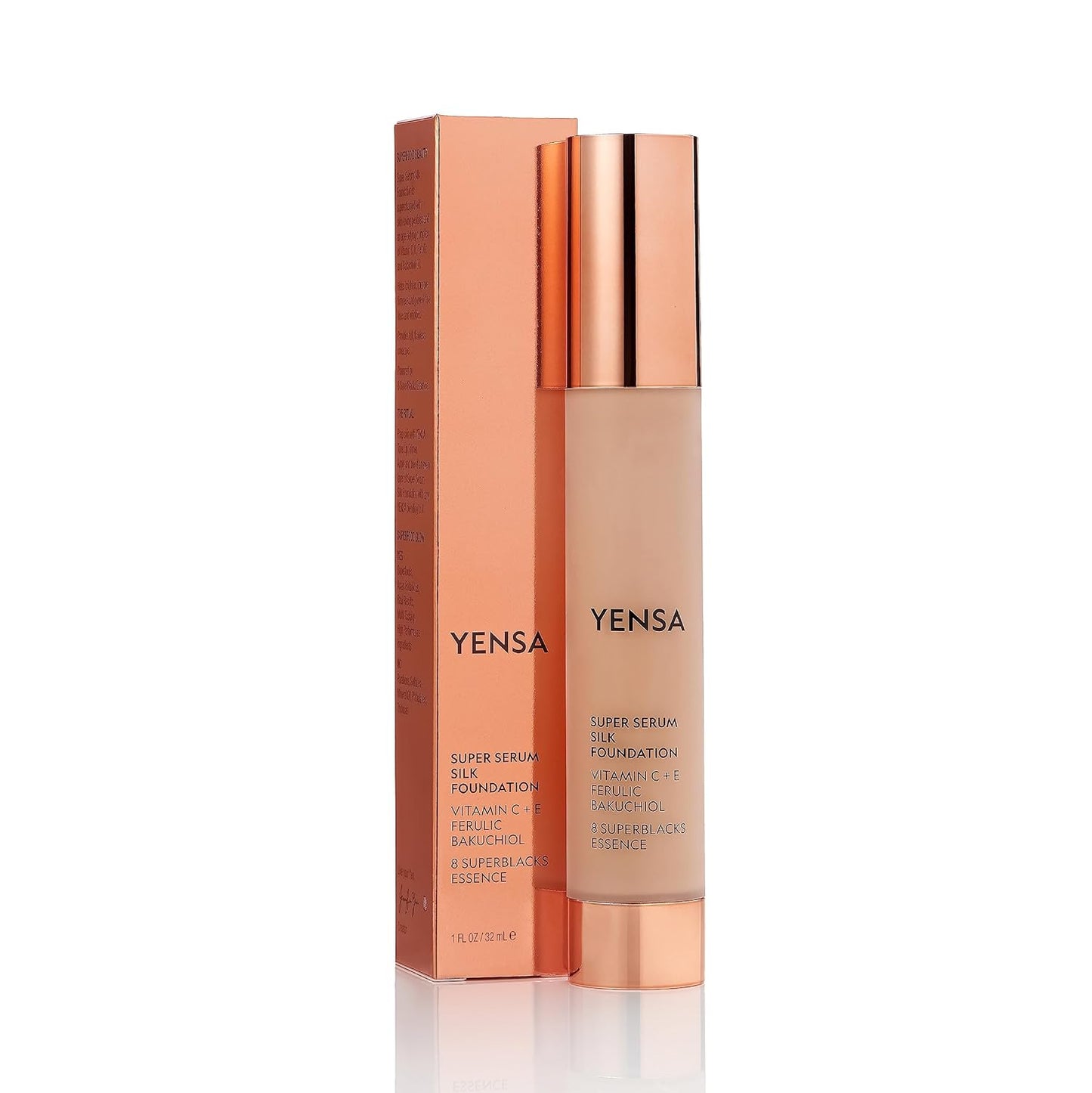 YENSA Serum Foundation Makeup - Super Silk Full Coverage Foundation Enriched with Peptides, Vitamin C & Ferulic Acid to Help Reduce Fine Lines, Wrinkles & Dark Circles - Fair 2 (1 oz)