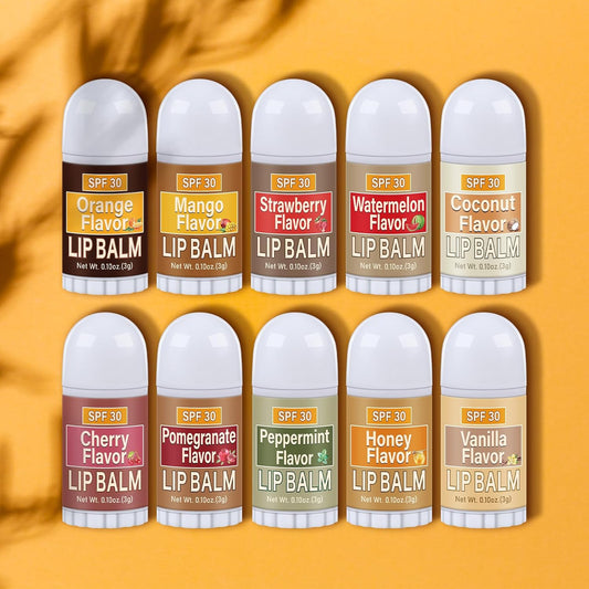 10 Pcs Mini Sunscreen Lip Balms Bulk Spf 30 Fall Favor Gifts Lip Balms Sticks with Sunscreen Employee Appreciation Gifts Teacher Nurse Wedding Baby Shower Christmas Party Favor for Women Men