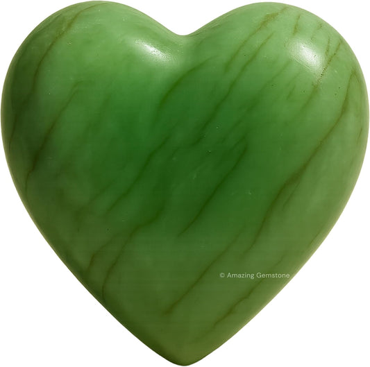 Amazing Gemstone Light Green Aventurine Crystal Heart Palm Stone - Pocket Massage Worry Stone for Natural Body Chakra Balancing, Reiki Healing and Crystal Grid