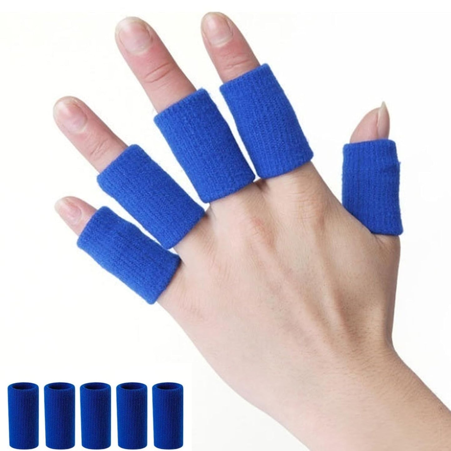 Finger Sleeves, Thumb Splint Brace for Finger Support, Breathable Elastic tape, Compression Pression Protector for Pain Relief (5, blue)