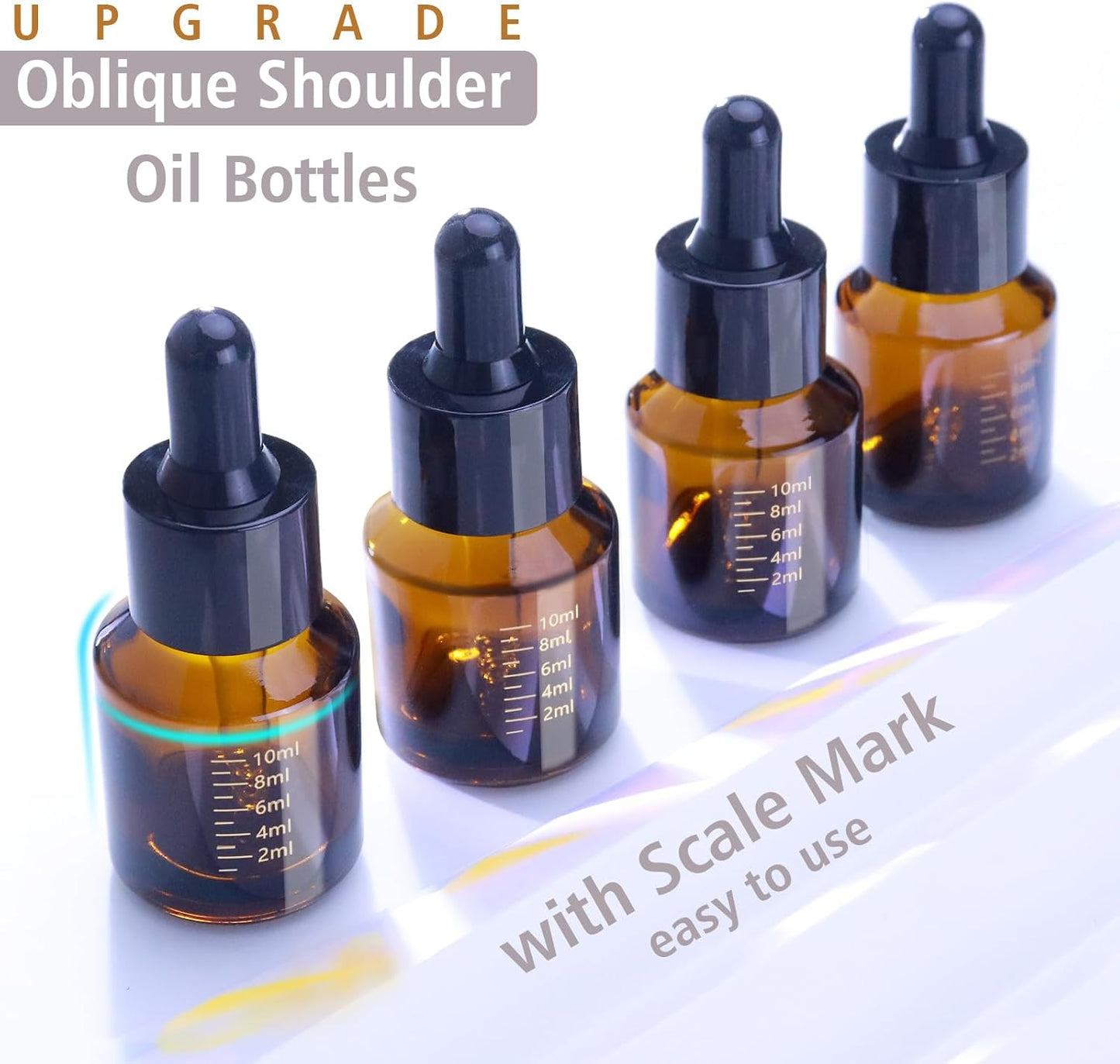 15ml Dropper Bottles with Measurement, Glass Essential Oil Jars Amber, 1/2 oz Bottles with Glass Eye Dropper for Essential Oil,Tincture