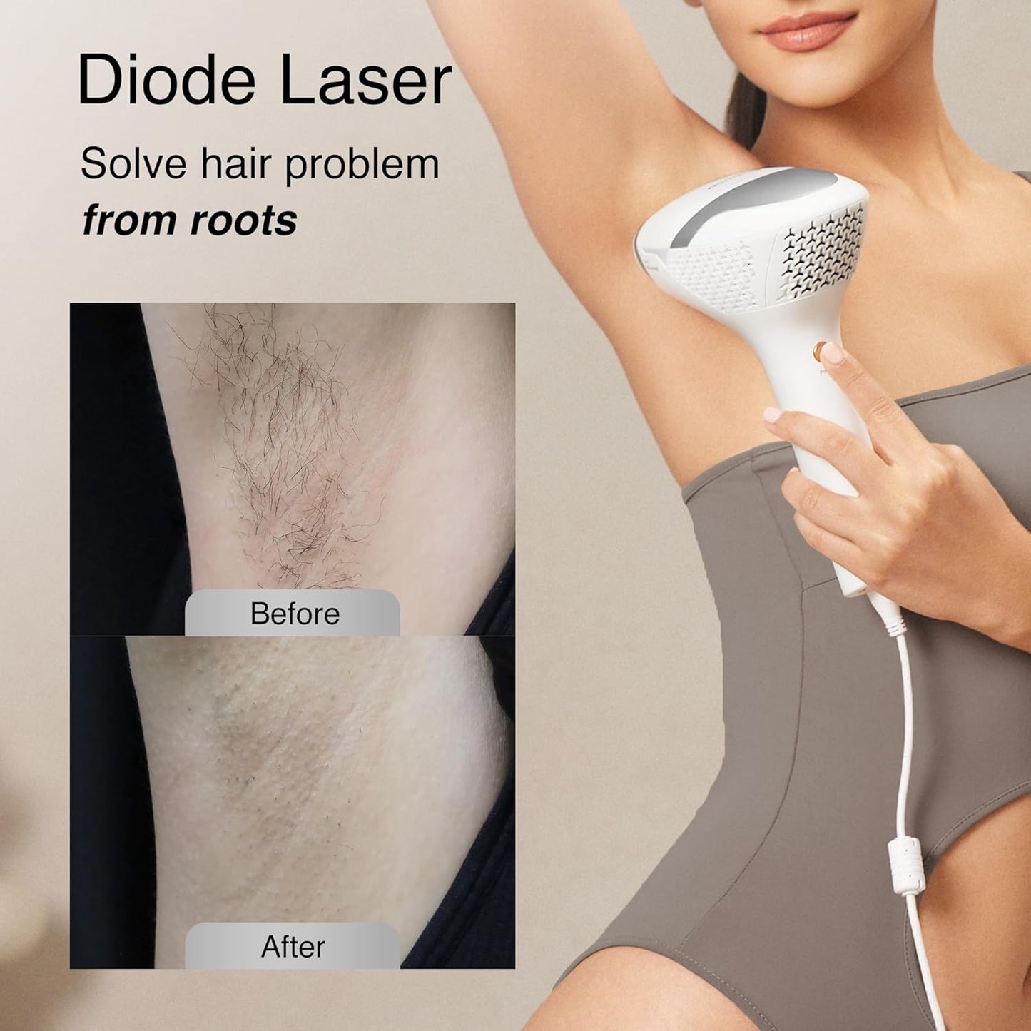 DermRays Diode Laser Hair Removal for Men and Women, V8S for Skin Tone 1-5, Permanent Reduction in Hair Regrowth, The World's First FDA-cleared Home-use Wide-Angle 810nm Laser Hair Removal Device