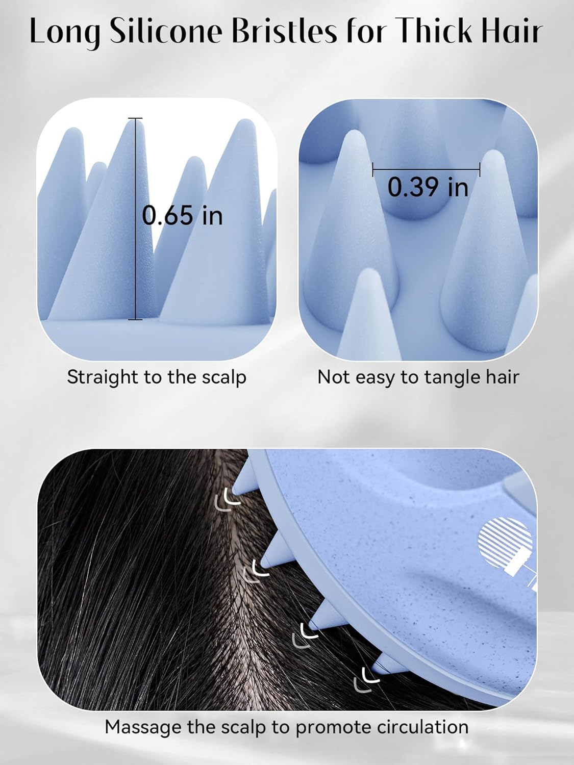 HEETA Silicone Bristles Scalp Scrubber & Massager for Hair Growth, Dandruff Removal & Relaxation - Shampoo Brush with Wet/Dry Hair (Pink & Blue)