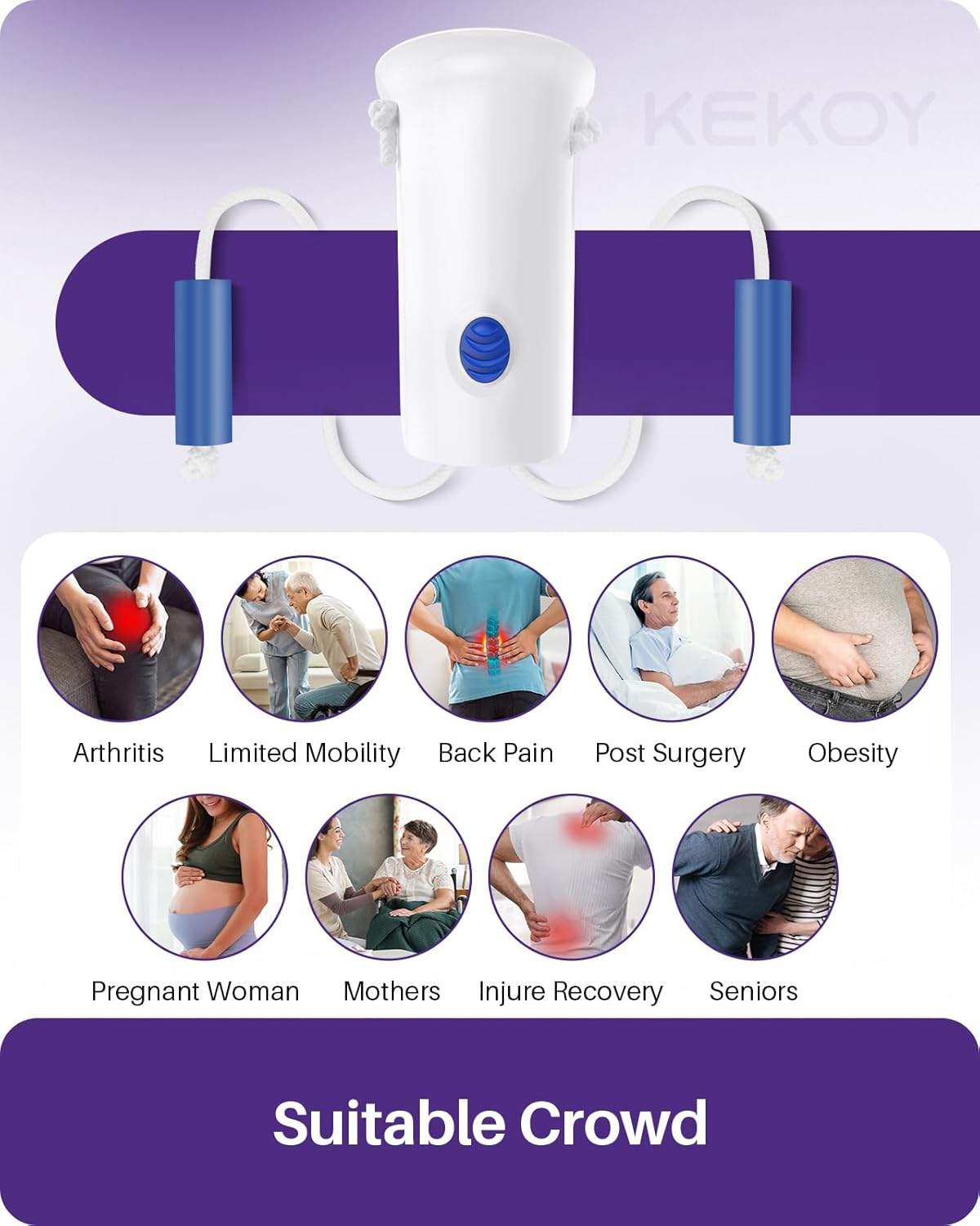 KEKOY 4.6INCH Sock Aid for Putting on Socks, Wide Sock Assistant Device No Bending with Foam Handles, Sock Helper/Puller Aid Easy Put on for Seniors, Disabled, After Surgery Recovery(White)