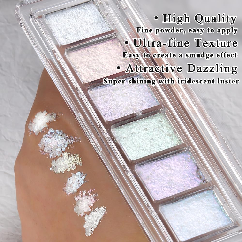 6 Colors Solid Opal Aurora Nail Powder Set, Iridescent Aurora Pigment Holographic Chameleon Sparkly Flakes Glitter Dust Kit for Gel Polish Nail Art Decorations…
