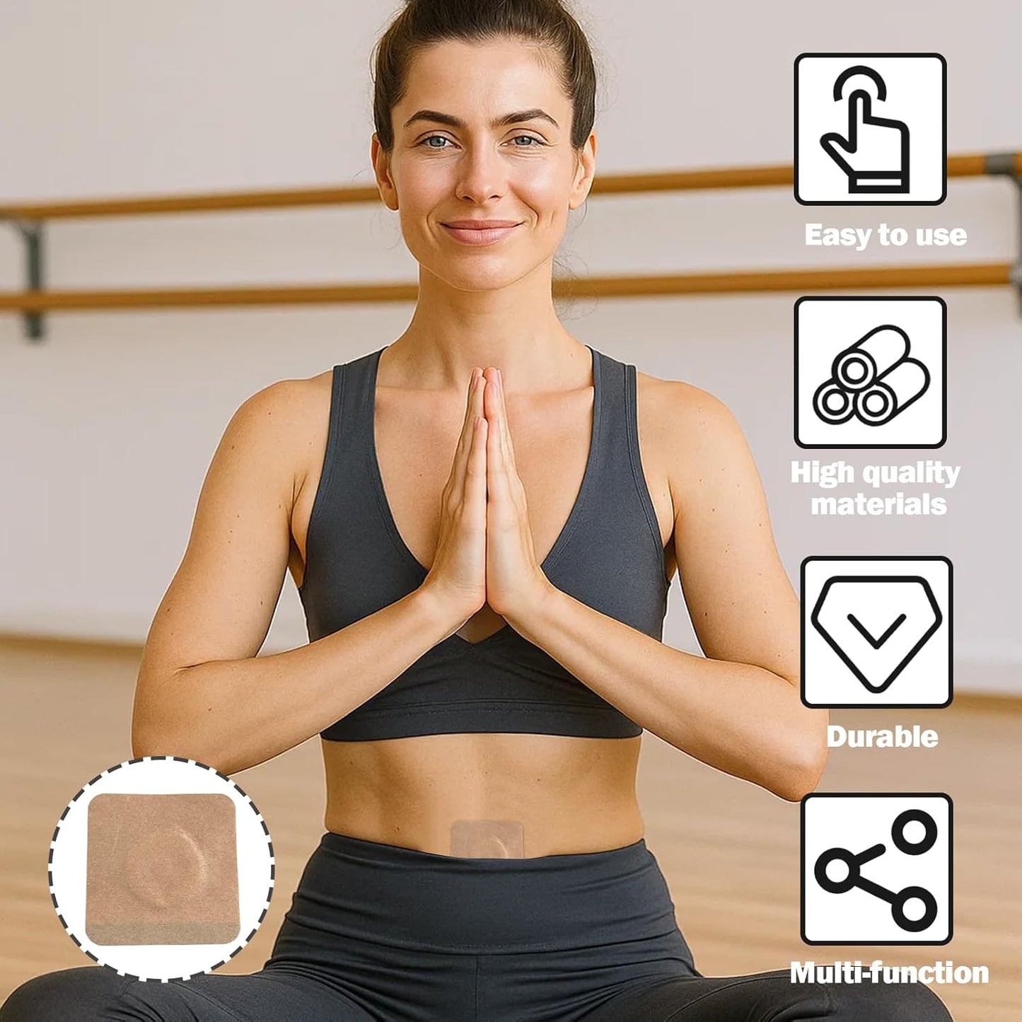 Castor Oil Patches for Belly Button Use – 60 PCS Disposable Non-Woven Adhesive Castor Oil Patch Pads, Oil Not Included