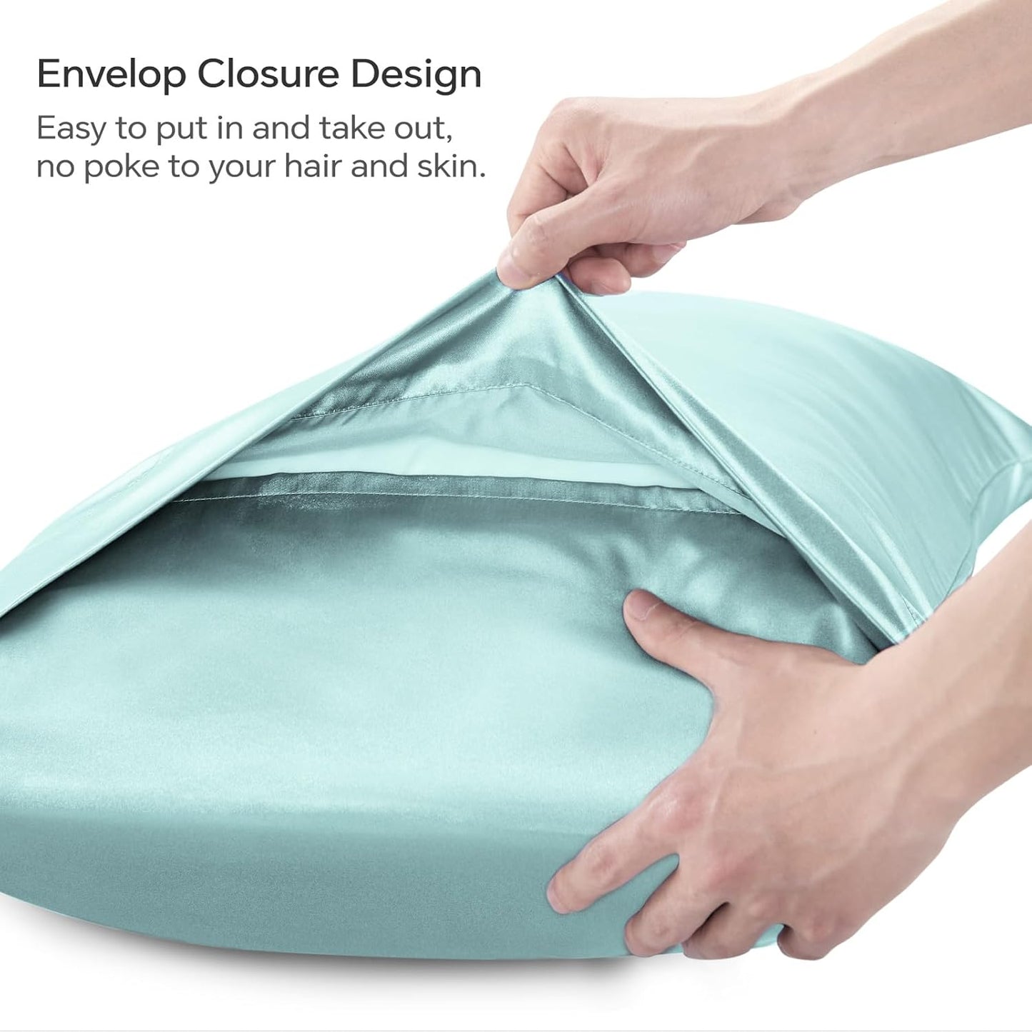 BEDELITE Satin Body Pillow Cover 2 Pack, Super Soft and Cooling Body Pillow Pillowcase for Hair and Skin, Breathable Silky Full Long Pillowcase Cover(20"x54", Blue Grey)