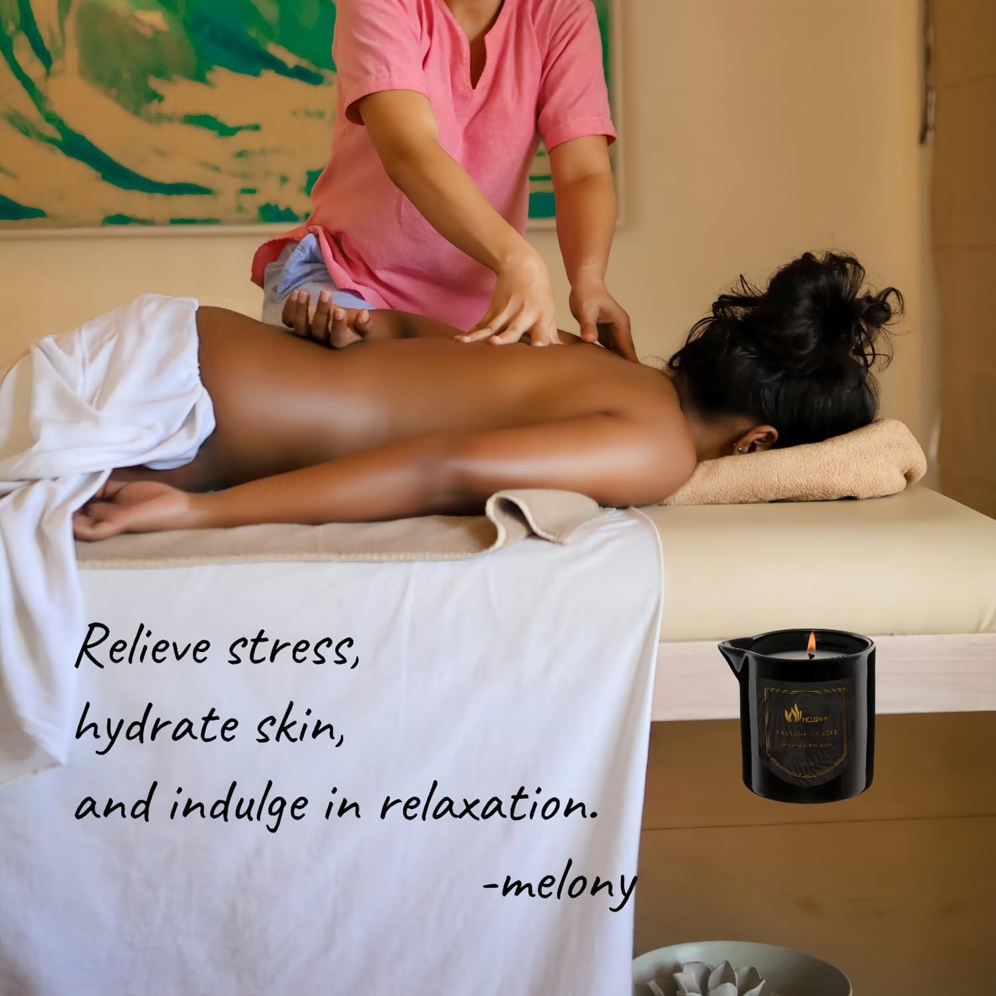 MELONY Massage Oil Candle for Pure Relaxation- 8.1 oz- Moisturizing Essential Oil Body Massage Candle for Home Spa- Amazing Gift for Women & Men (Coffee Vanilla)