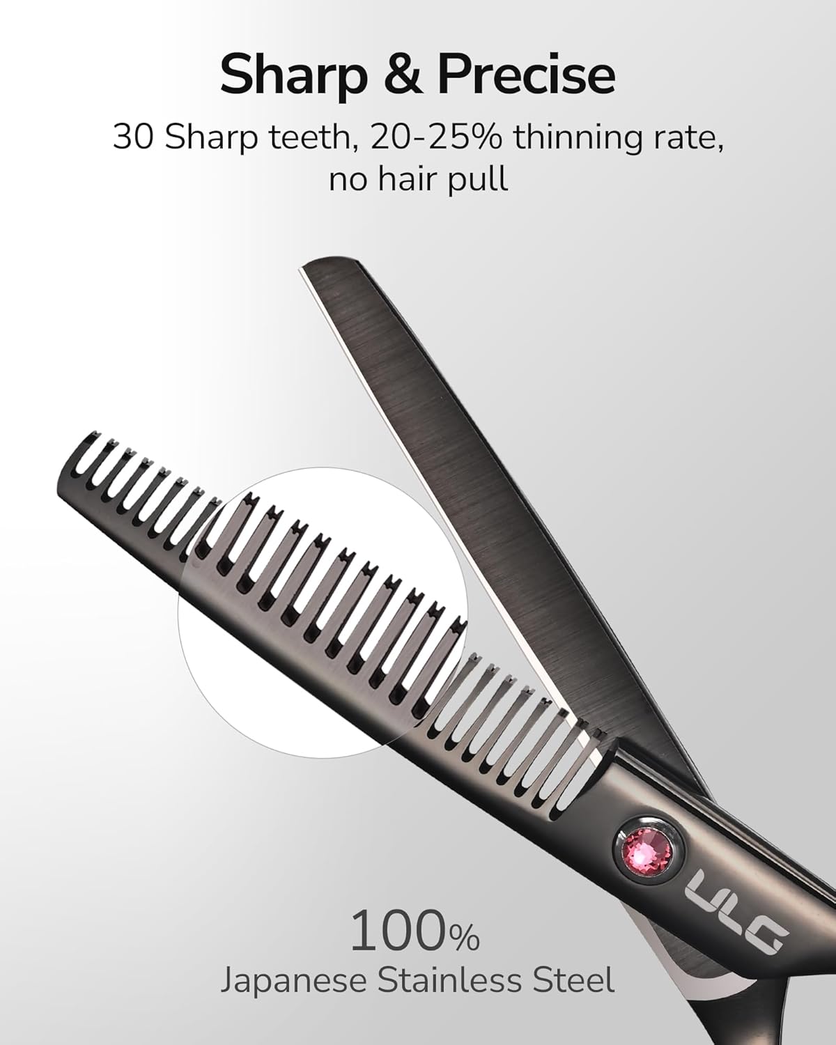 ULG Hair Thinning Scissors Professional Barber’s Texturizing Teeth Shears for Hairdressing, Salon and Home Use Thinning Shears for Hair Cutting, Made of Japanese Stainless Steel, 6.5 inch