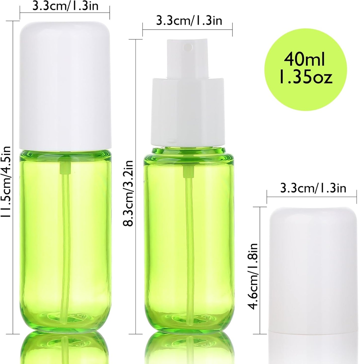 Travel Spray Bottles 1.35oz/40ml Fine Mist Empty Spray Bottles Mini Refillable Plastic Travel Bottle Set for Traveling and Outgoing