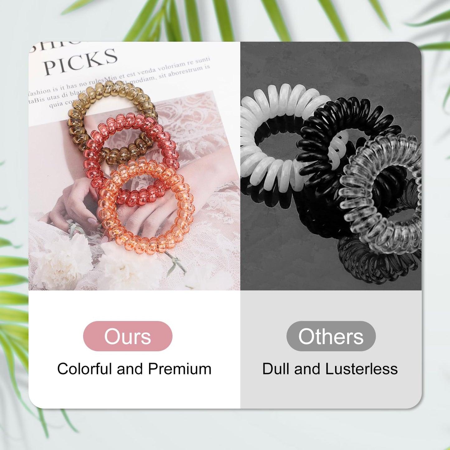 JessLab Spiral Hair Ties for Women, 10-Pack Traceless No-Damage Ponytail Holders, Coils Hair Bands for Girls, Assorted Colors