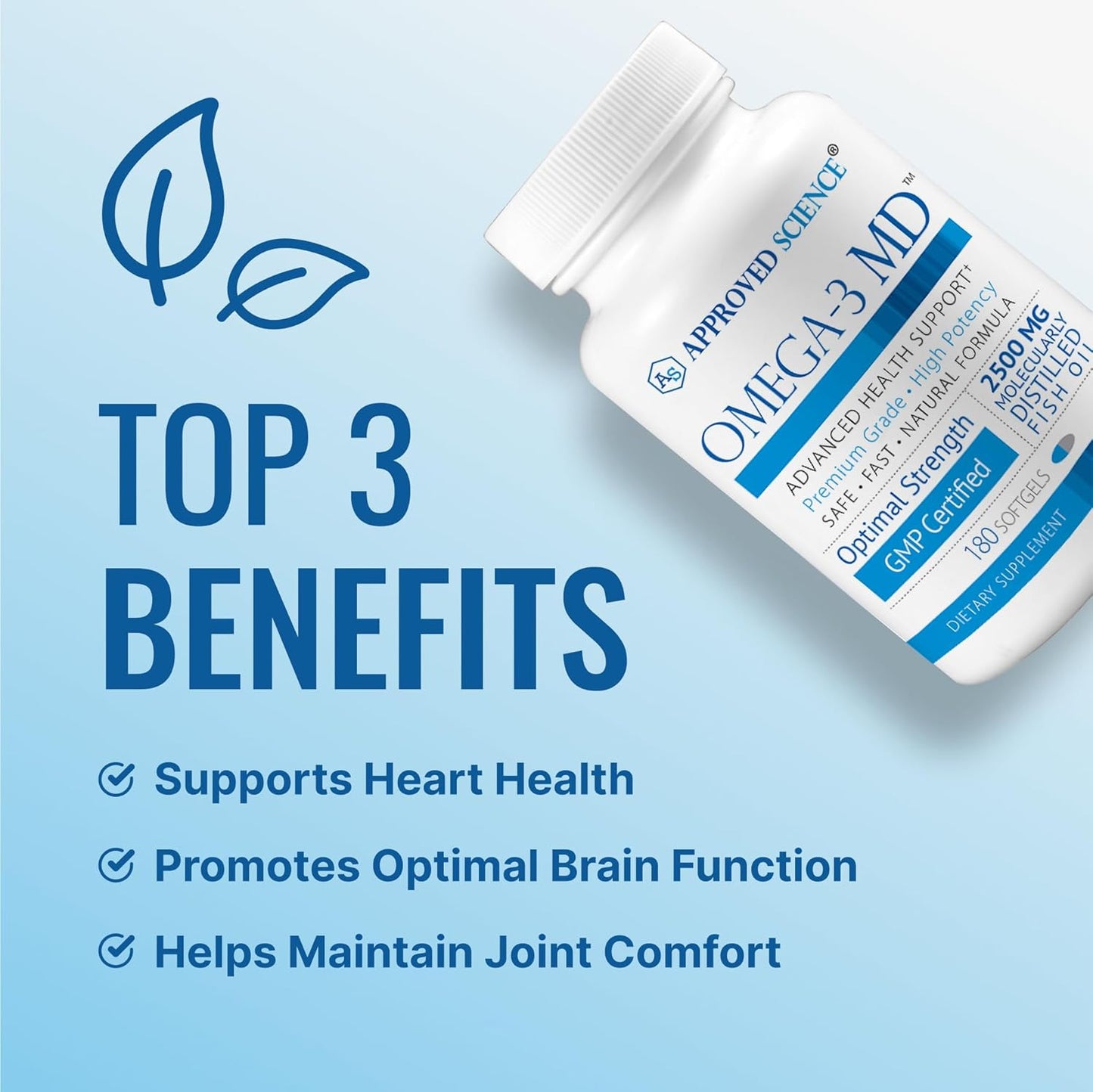 Omega-3MD - Fish Oil EPA & DHA - Improve Cognitive Health - 1 Bottle - 3 Month Supply