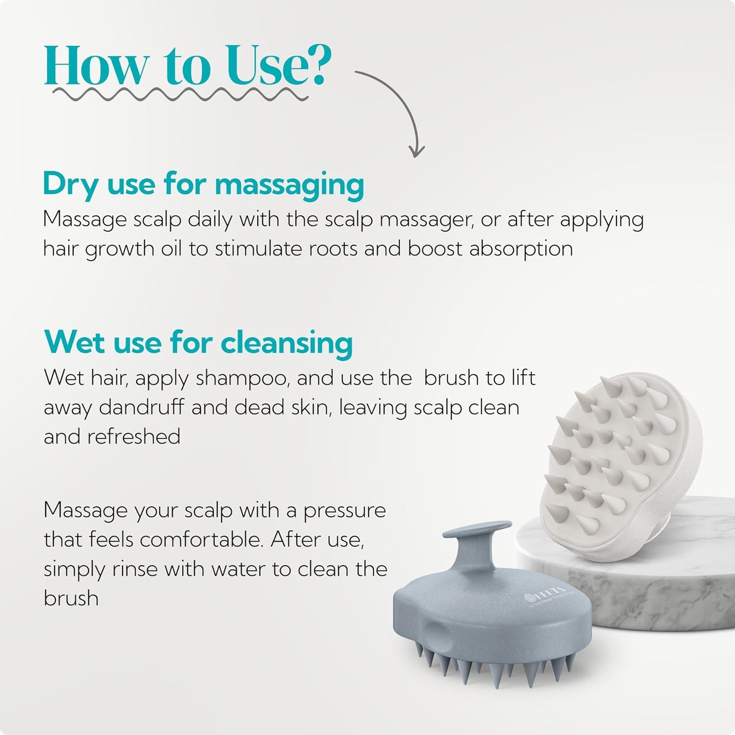 HEETA Scalp Massager 2 Pack for Hair Growth, Soft Silicone Bristles to Remove Dandruff and Relieve Itching, Scalp Scrubber for Hair Care Relax, Shampoo Brush for Wet Dry Use, New Grey & Beige