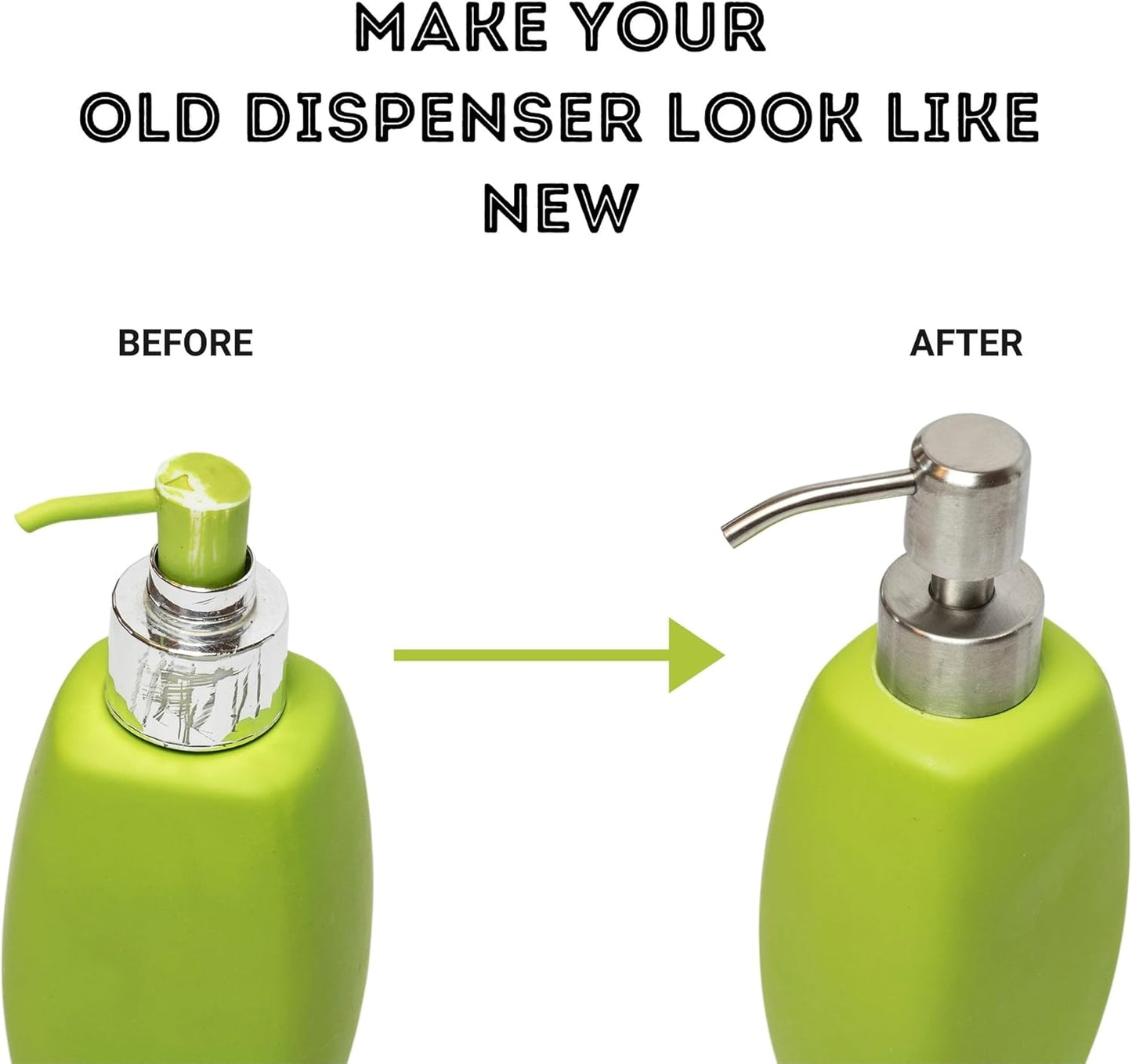 Kapitan Soap Dispenser Pump Head Replacement Spare for Standard 28/400 (26 mm - 28mm / 1.02 in-1.10 in) Neck Size, Stainless Steel Brushed Finish