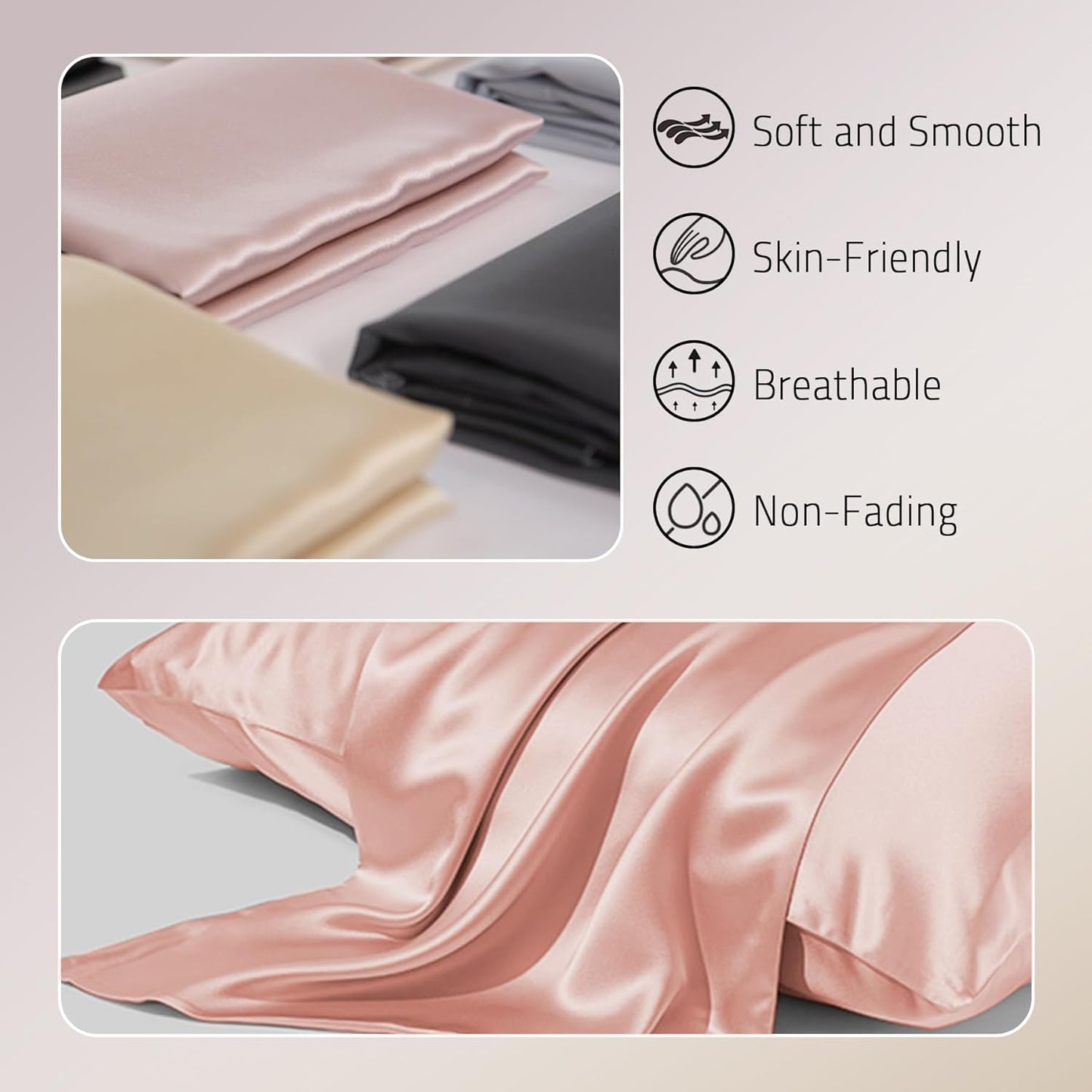 Mulberry Silk Pillow Cases Set of 2, Both Sides Real Silk Pillowcases for Hair and Skin Cool Pillowcase Organic Silk Pillowcase 2 Pack with Hidden Zipper, Coral Pink, Queen (20"×30")