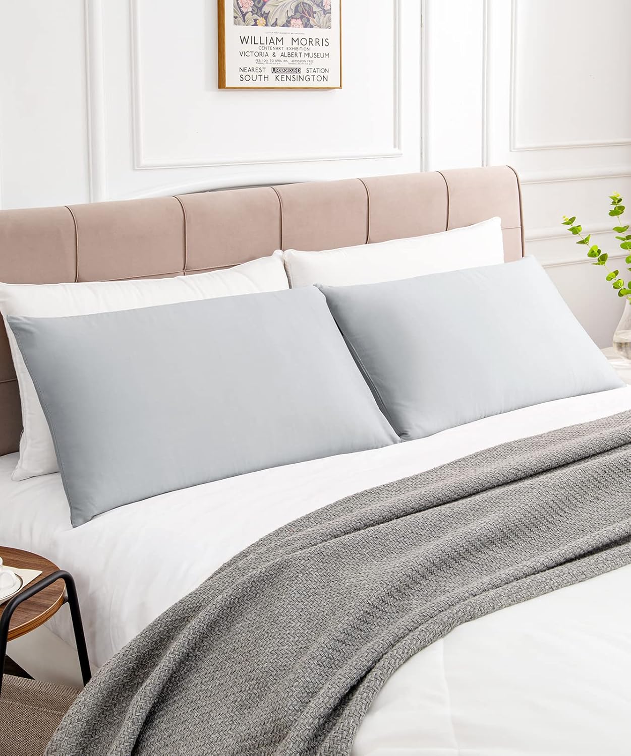 Warmstar Cotton Pillow Cases Standard Size Set of 2, 600 Thread Count Pillowcases 20x26 Inches, Soft Long Staple Cotton Pillowcases Breathable with Envelope Closure,Grey