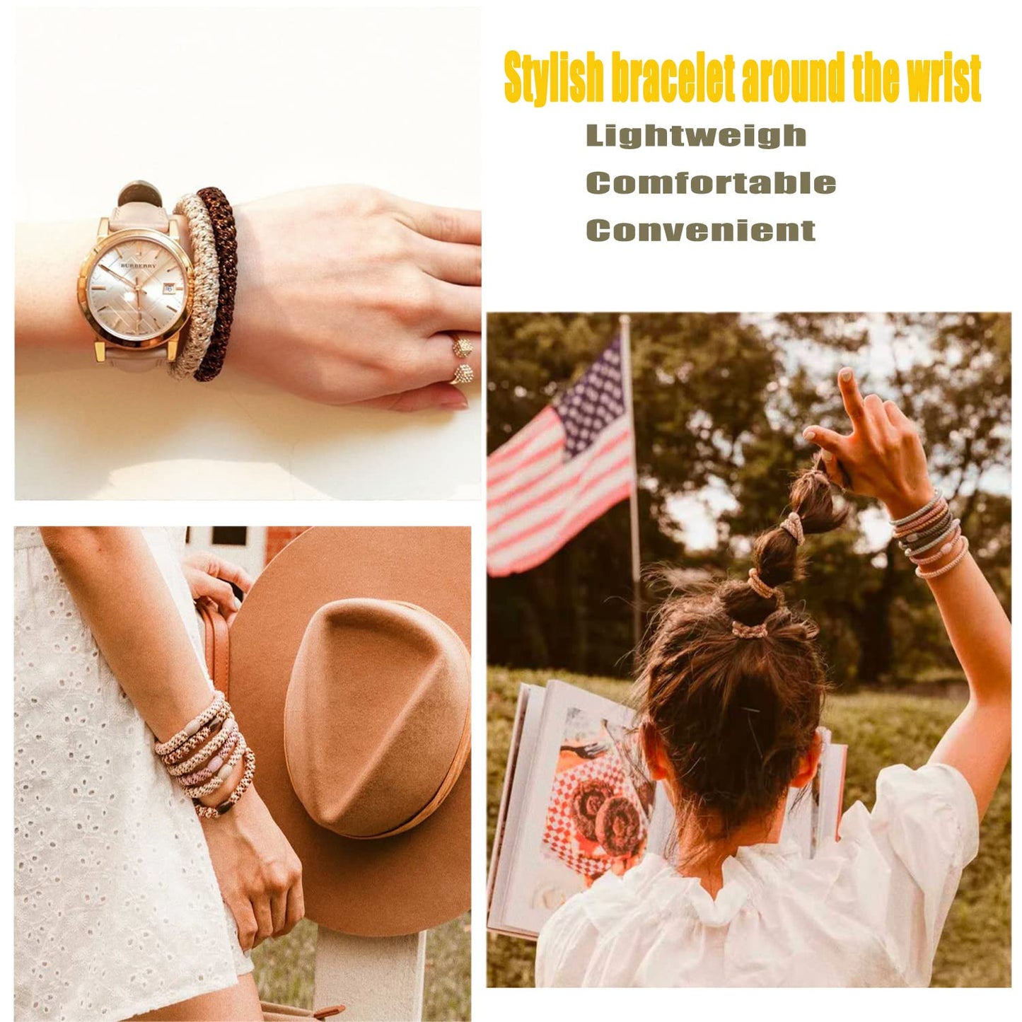 AXEN 8PCS Elastic Hair Tie for Women Girls, Cotton Bands Soft Woven Ponytail Holders for Thick Hair and Curly Hair, Christmas Green