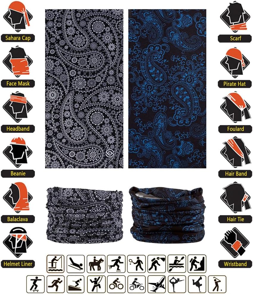Headband Neck Gaiter Head Wrap Headwear Face Mask Magic Scarf Bandana for Men and Women
