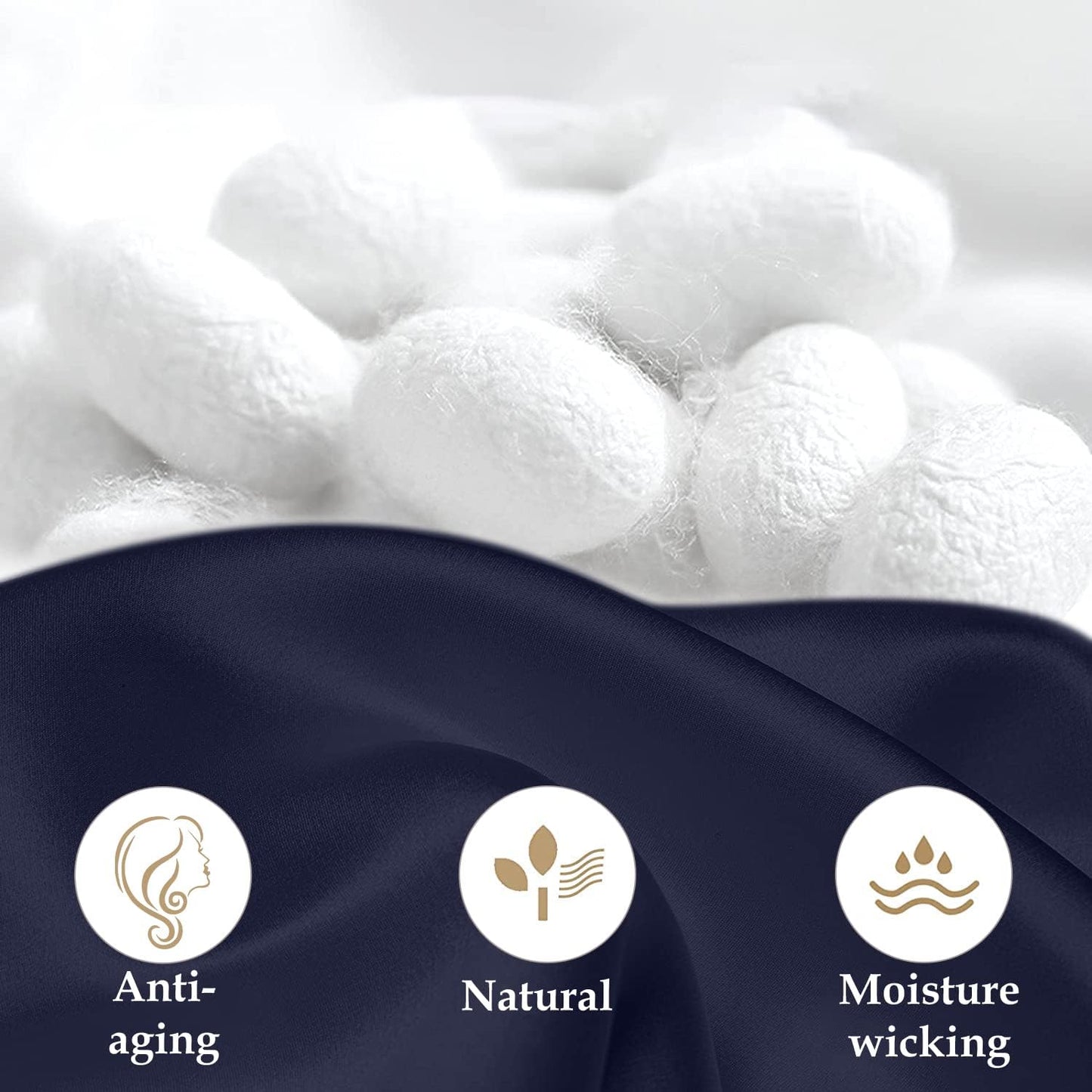 INSSL Silk Pillowcase for Women, Mulberry Silk Pillowcase for Hair and Skin and Stay Comfortable and Breathable During Sleep (King, Navy Blue)