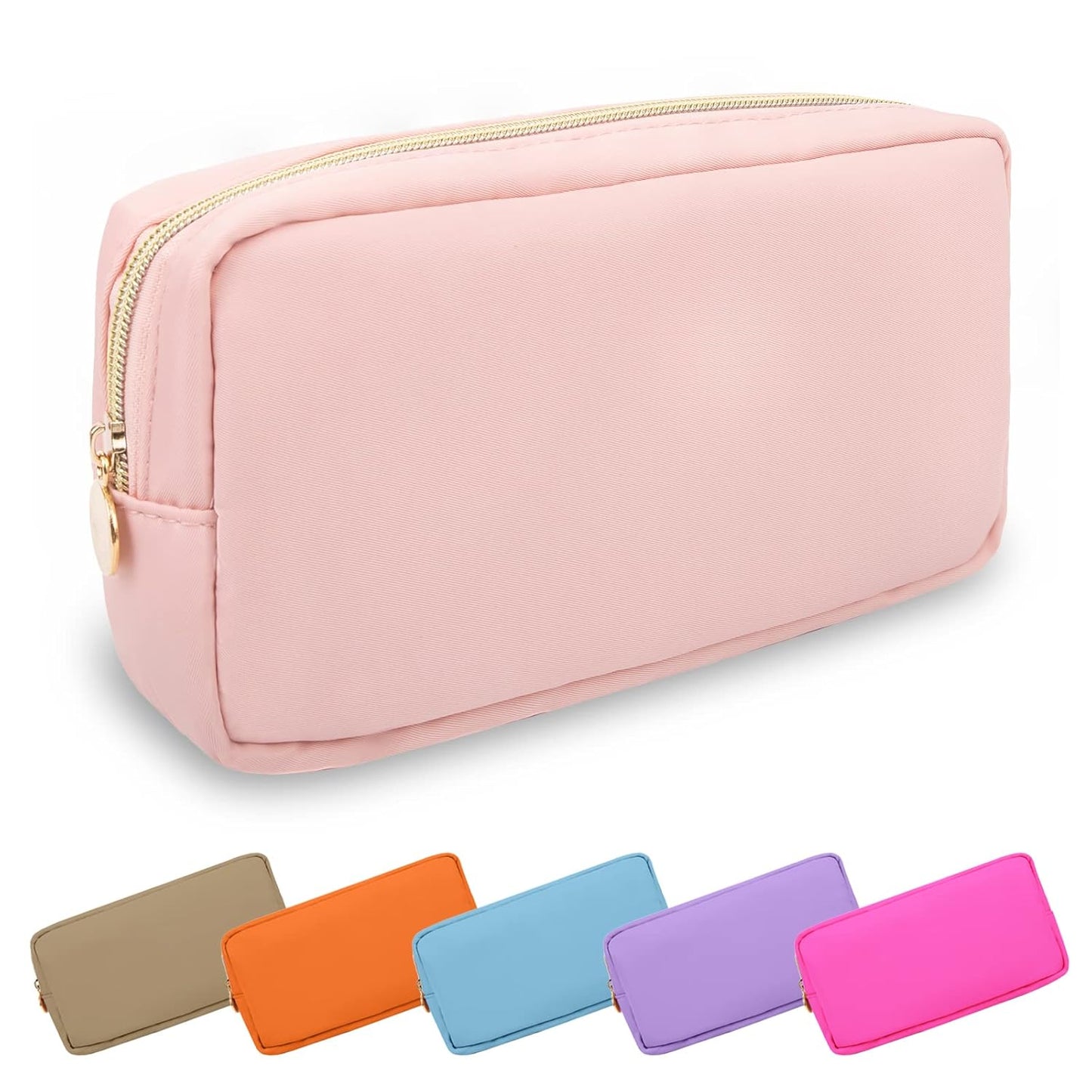 Small Makeup Bag Pouch for PurseNylon Travel Toiletry Storage Bag Cute Preppy Cosmetic Bag for Women Girls,Waterproof Makeup Organizer Bag Pouch Skincare Bag Purse with Zipper (Small-Flamingo)