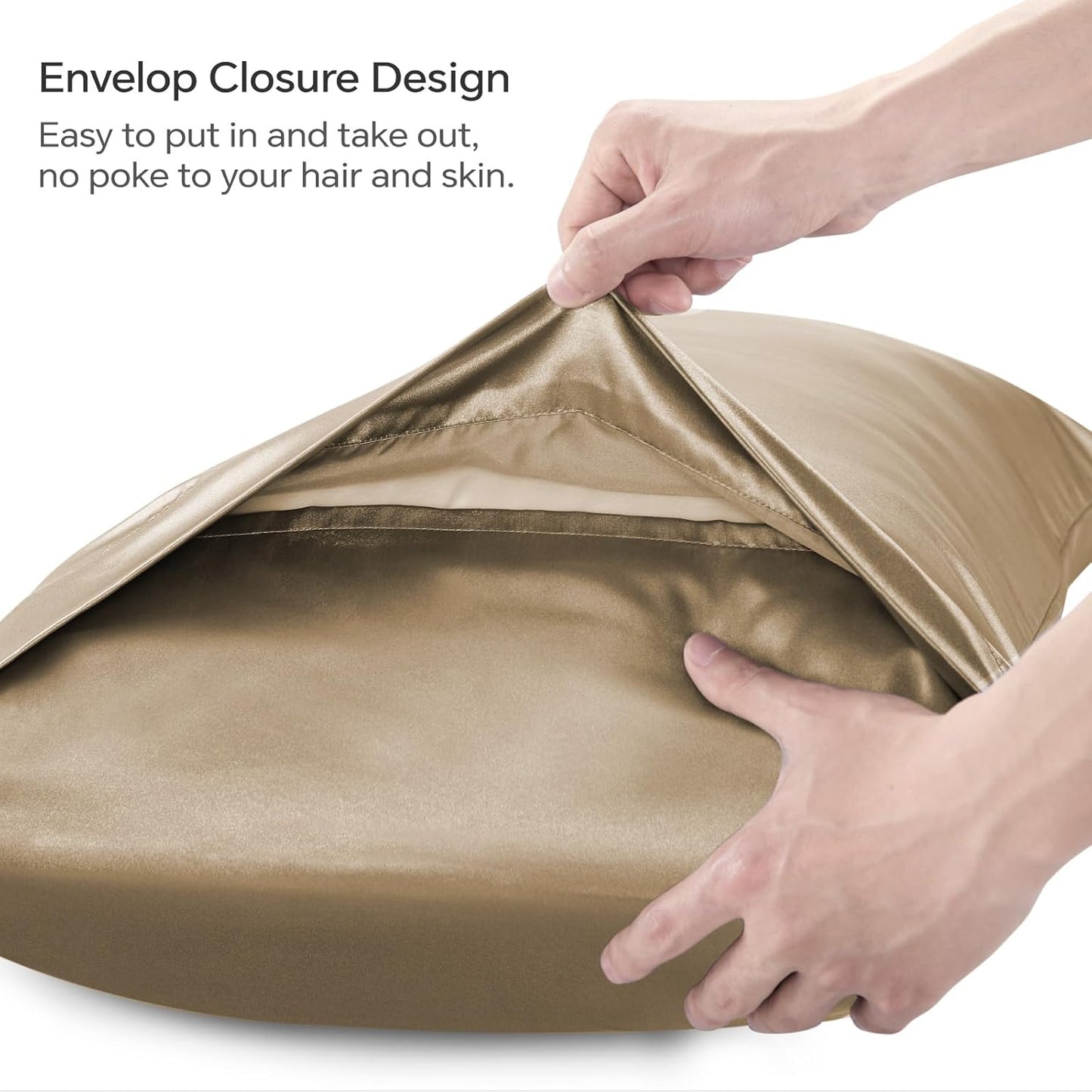 BEDELITE Satin Body Pillow Cover, Super Soft and Cooling Body Pillow Pillowcase for Hair and Skin, Breathable Silky Full Long Pillowcase Cover(20"x54", Tawny Brown)