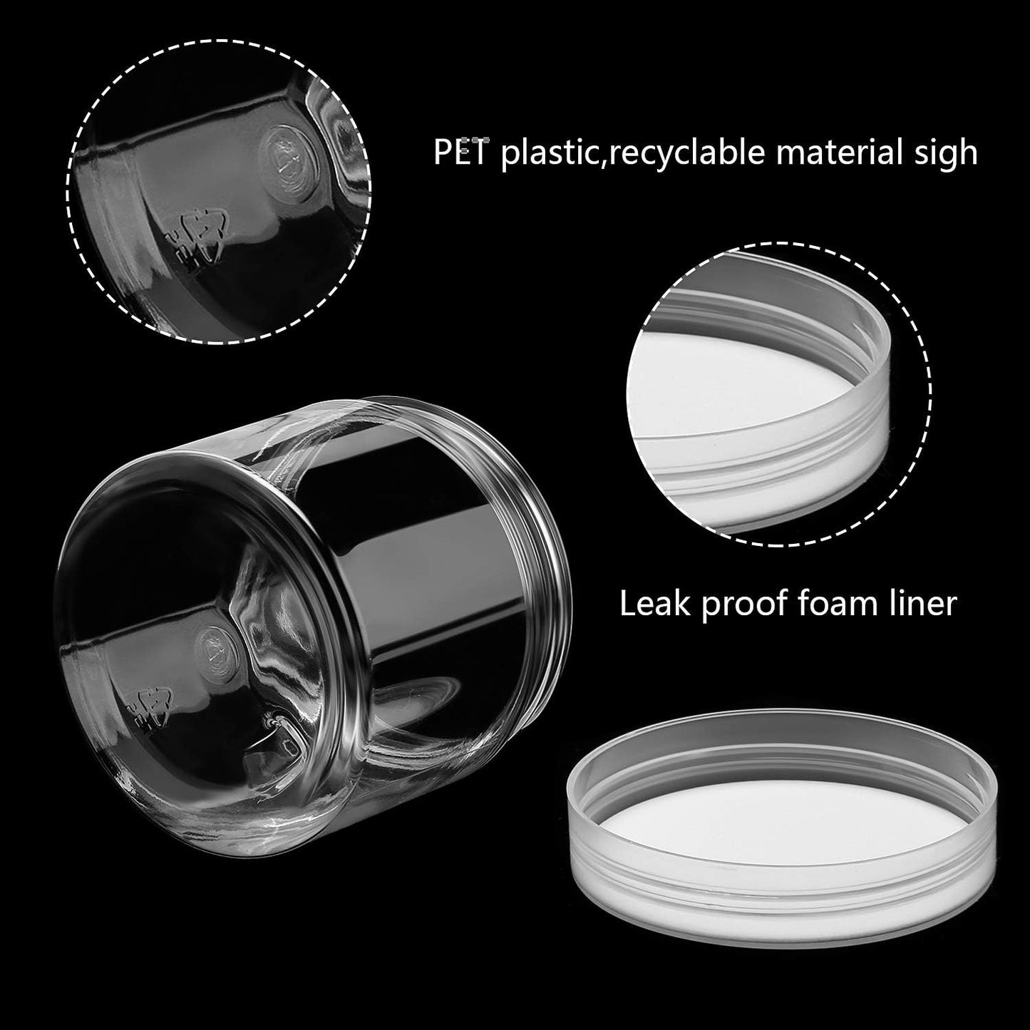 SATINIOR 12 Pack Plastic Container Jars with Lids Round Clear Travel Cosmetic Container Slime Jar for Toiletries, Lotion, Cream, Ointment, Makeup, Rhinestone, Sample, Kitchen Storage(2 oz,Clear)