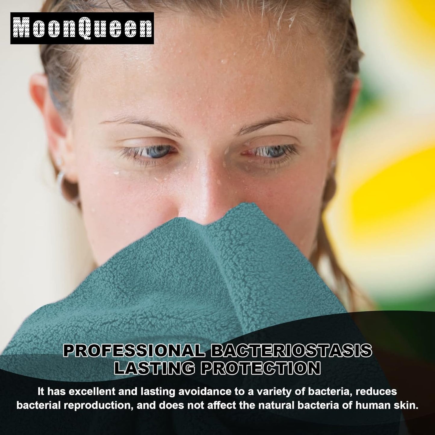 MOONQUEEN Microfiber Facial Cloths Fast Drying Washcloth 12 Pack - Premium Soft Makeup Remover Cloths - Teal