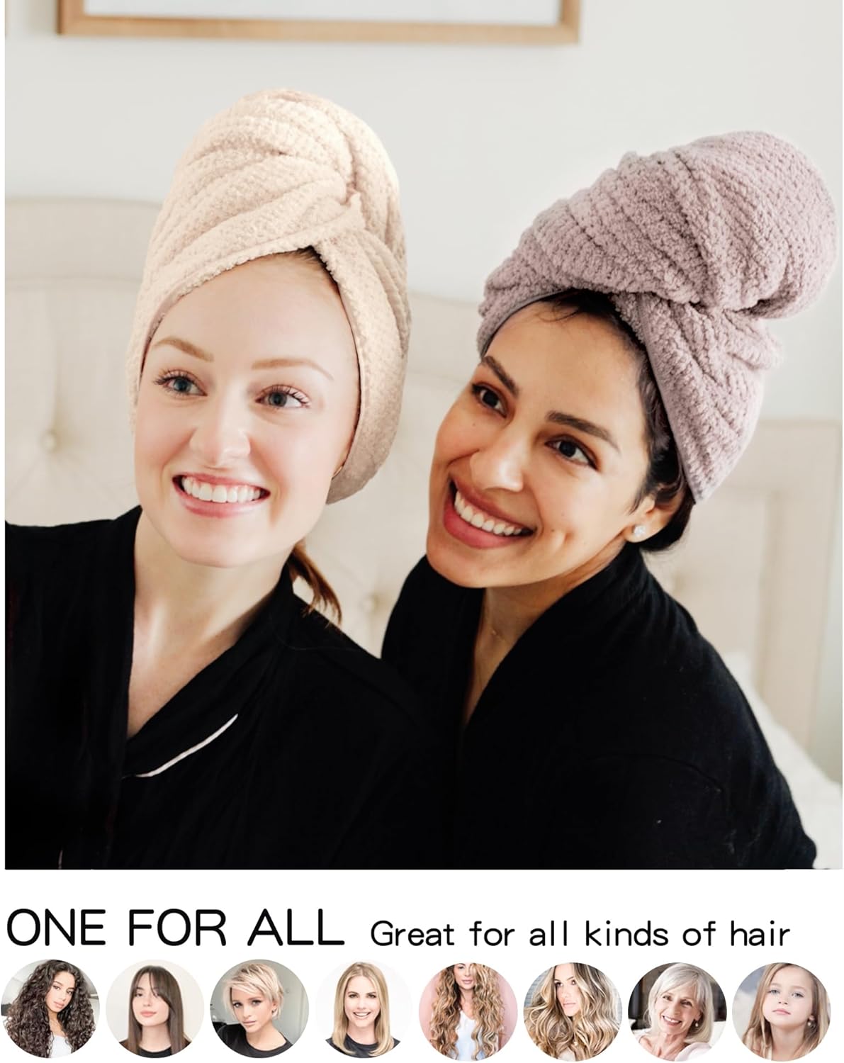 2 Packs Large Microfiber Hair Towels for Women, Super Absorbent & Quick Dry Hair Towel Wrap for Curly Hair Long & Short Hair- Anti-Frizz Hair Turbans for Wet Hair (Mauve & Clay)