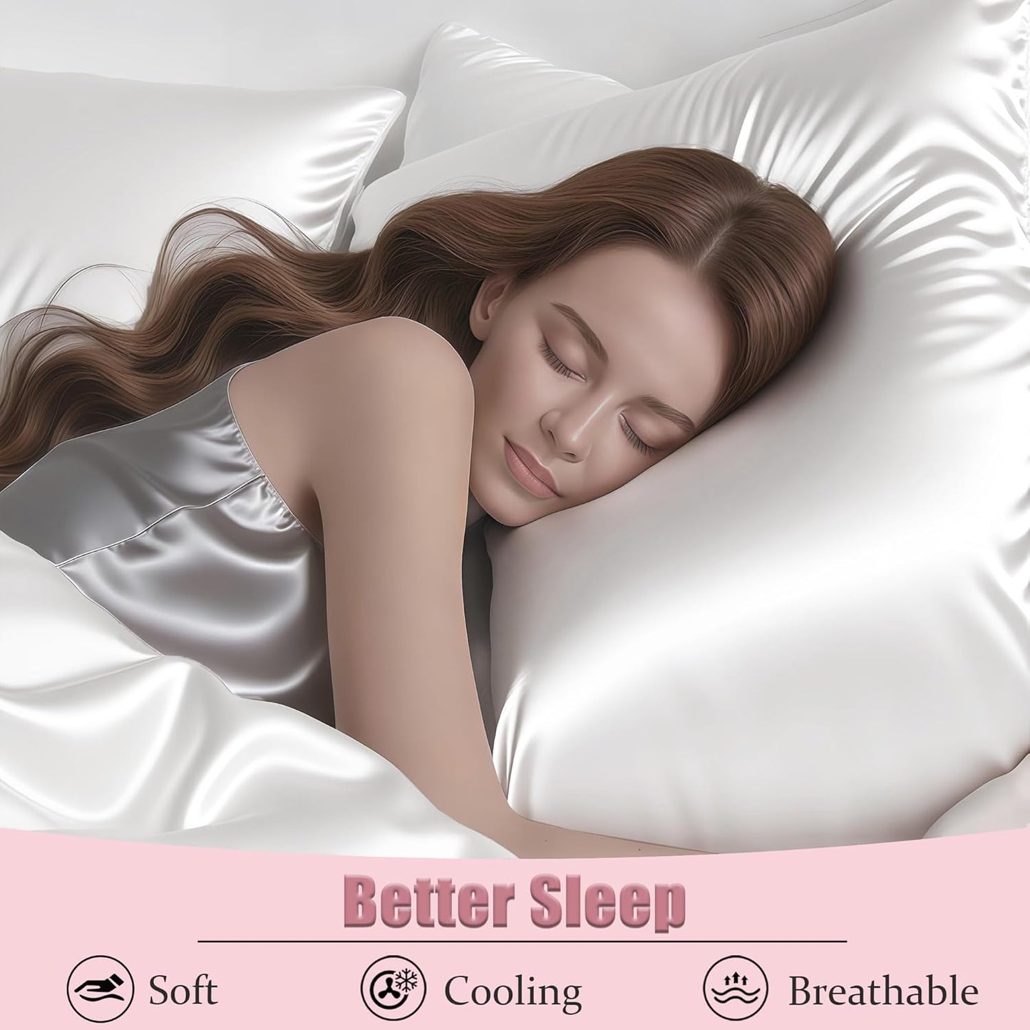 Mulberry Silk Pillow Cases with Zipper, Ultra Smooth Soft Breathable Cooling Pillow Cases for Hot Sleepers, Silk Satin Pillowcase for Hair and Skin, Gifts for Women (Cream White, King Size, 1 Pack)