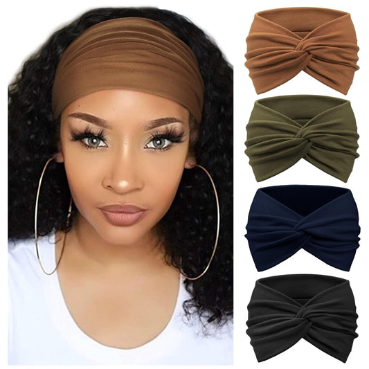 Extra Wide Headbands for Women Large Turban Headband Non Slip Boho Elastic Hairband Hair Twisted Knot Head Bands Accessories