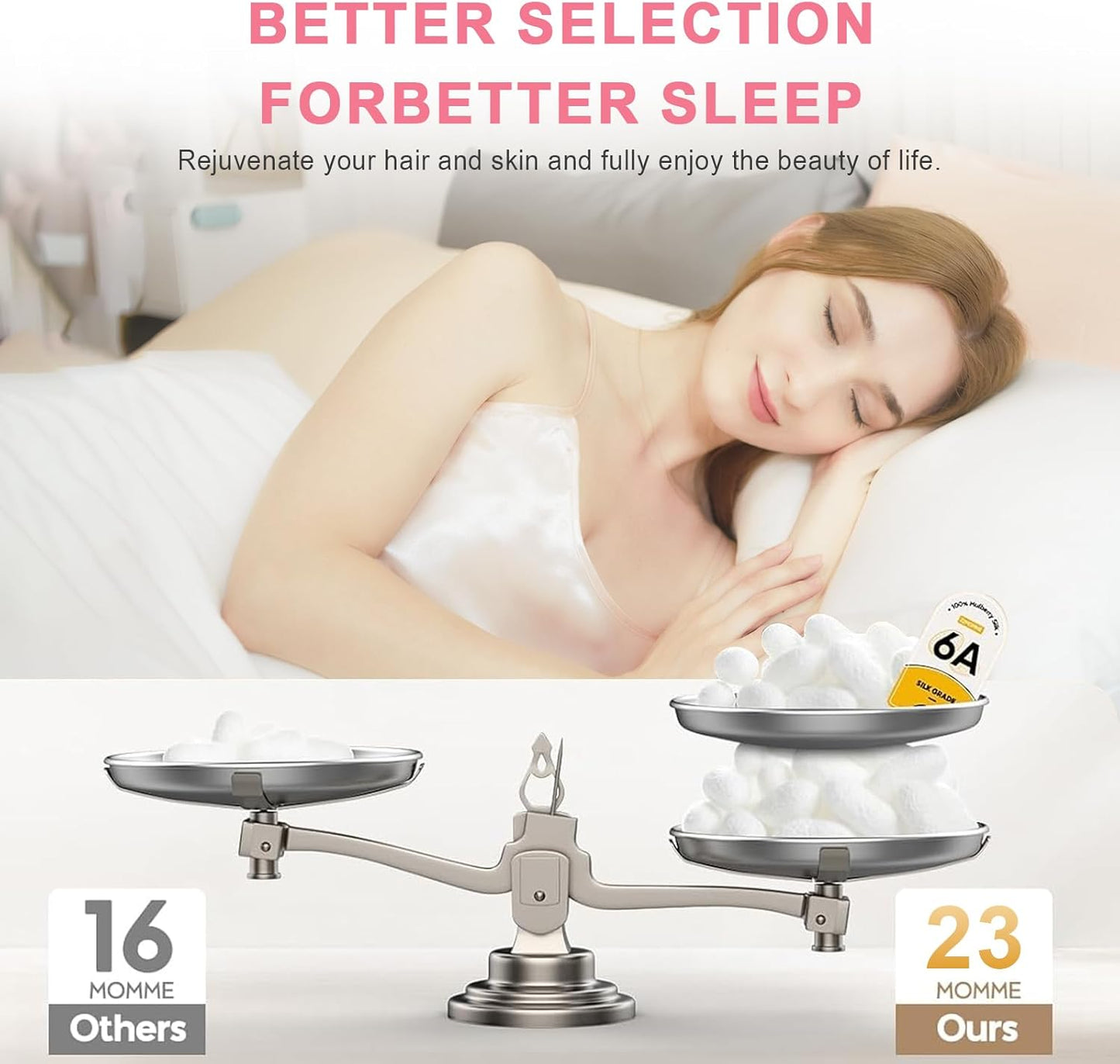 100% Silk Pillowcase 2 Pack for Hair and Skin, Both Sides 23 Momme Grade 6A+ Mulberry Silk Pillowcases with Hidden Zipper, Soft&Smooth Cooling Pillow Cases (Gray, Standard 20×26)