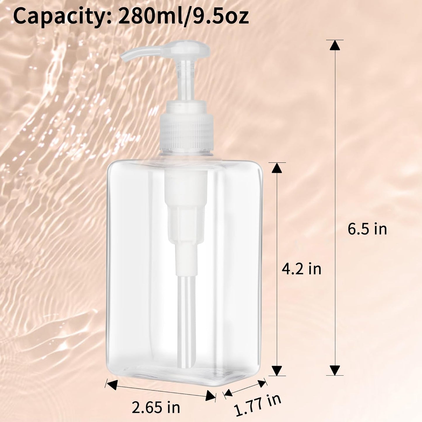 280ml (9.5oz) Pump Bottle Dispenser Jansburg 2 Pack Refillable Flat Square Plastic Lotion Dispenser Leakproof Empty Lotion Pump Bottle for Essential Oil Soap Lotion Shampoo Clear