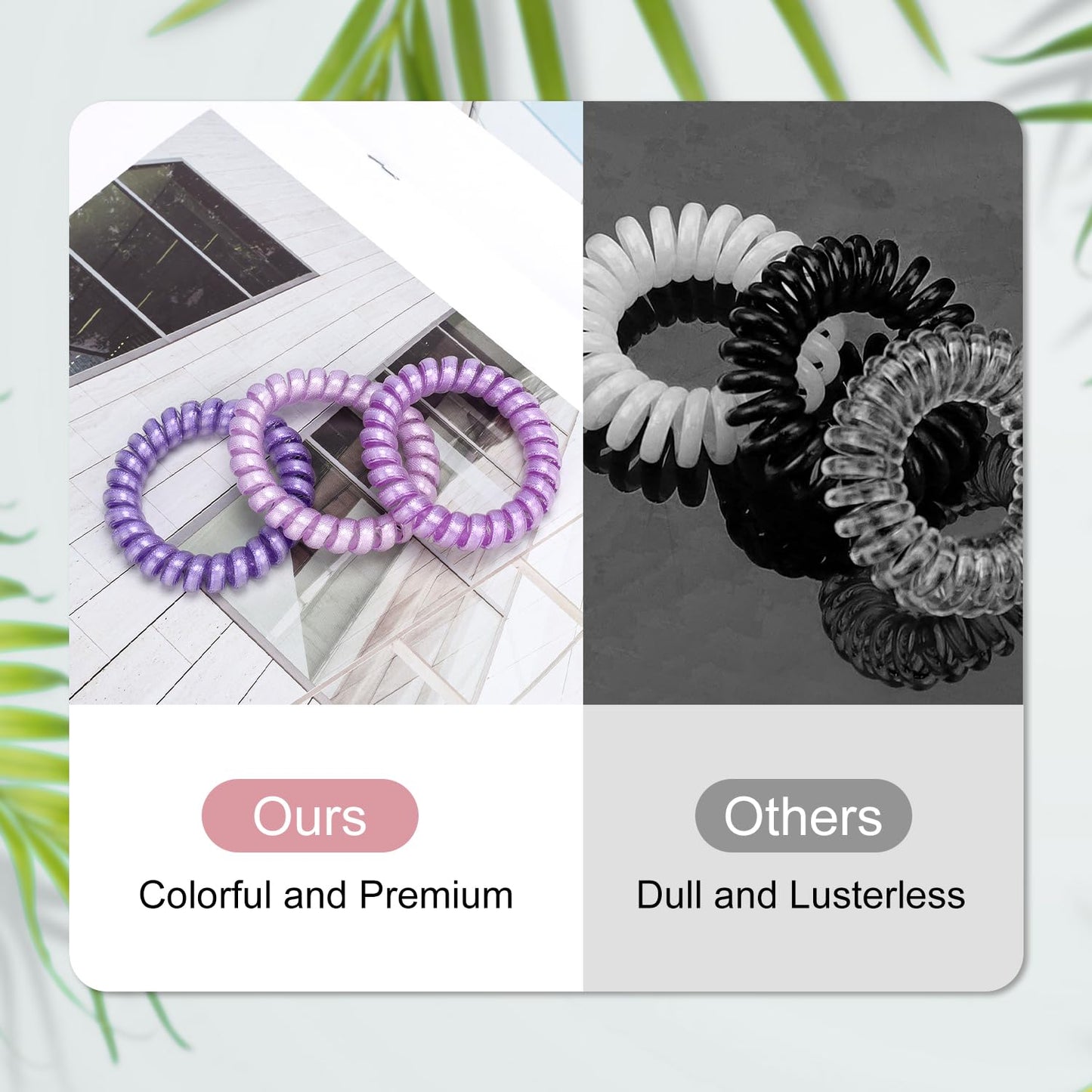 JessLab Spiral Hair Ties for Women, 10-Pack Traceless No-Damage Ponytail Holders, Coils Hair Bands for Girls, Assorted Colors