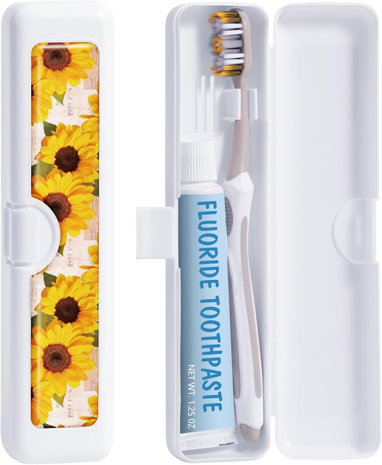 Toothbrush Travel Case - Colorful Pattern, Holder and Covers for Toothbrushes, Includes Tongue Scraper Case