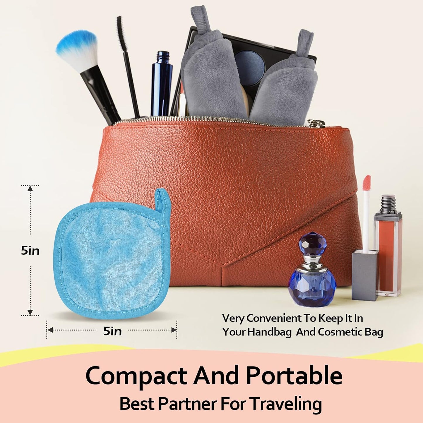 HOMEXCEL Makeup Remover Cloth 12 Count (Pack of 1), Reusable Makeup Remover Pads, Washable Ultra Soft Facial Cleansing Cloths For All Skin Types, 5 X 5 In, Blue